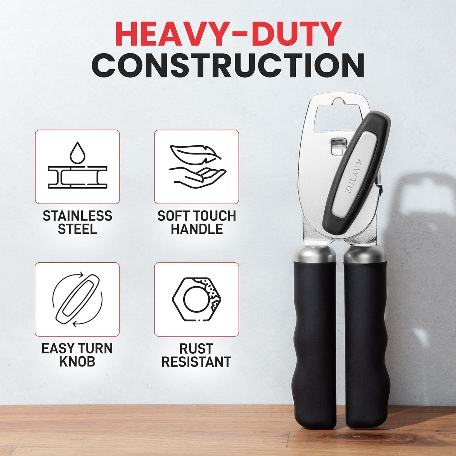 Abrelatas Manual Zulay Kitchen Acero Inoxidable Negro