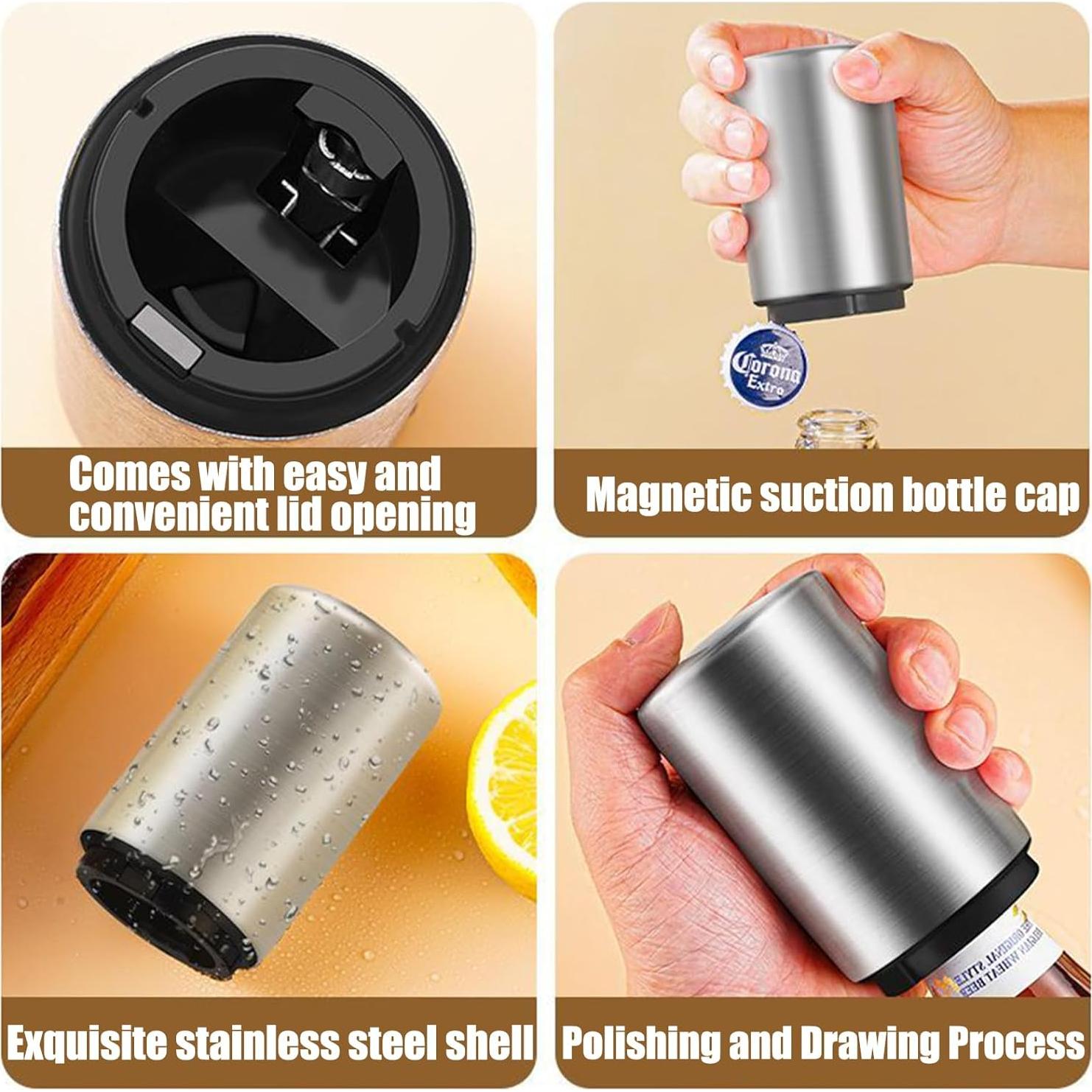 Abrebotellas Automático Acero Inoxidable 2PCS para Cerveza