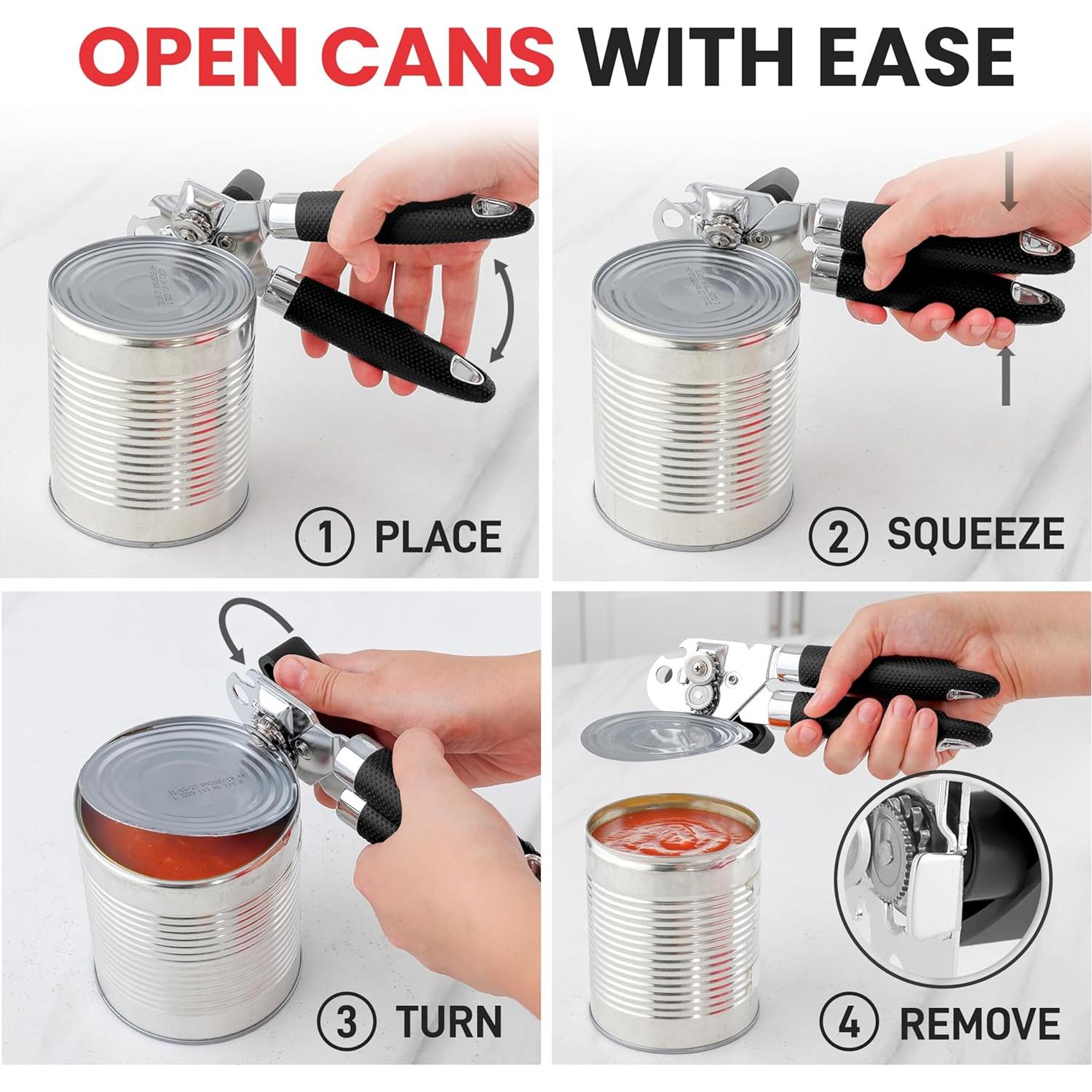 Abrelatas Manual Zulay Kitchen Acero Inoxidable Grande Negro