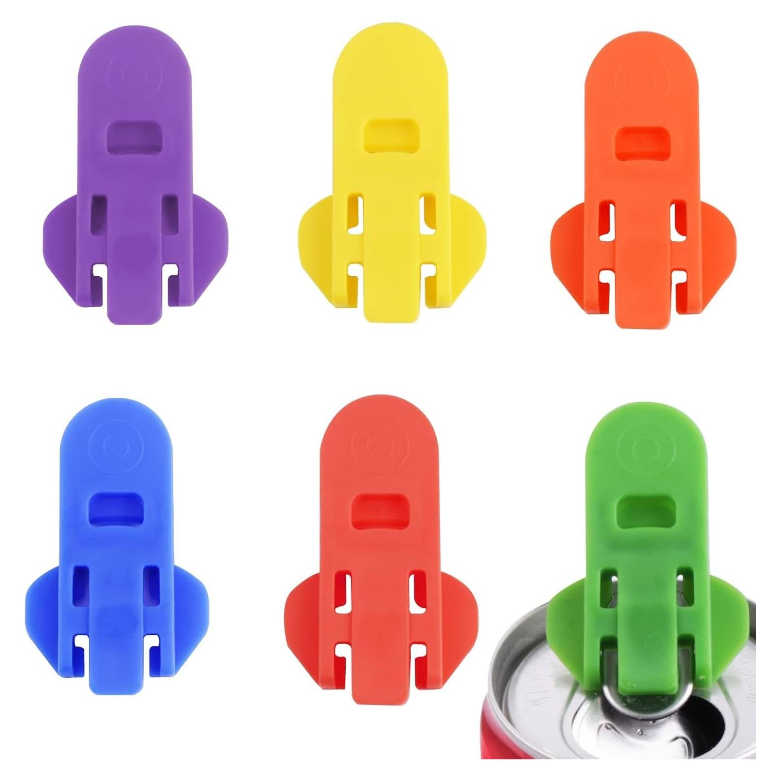 Manual Easy Can Opener, 6 Pack Soda Beer Can Opener, Leakproof Beverage Can Cover Protector, Premium Plastic Shields Can Openers for Pop, Coke, Beer, Soda, Drink Aluminum Beverage