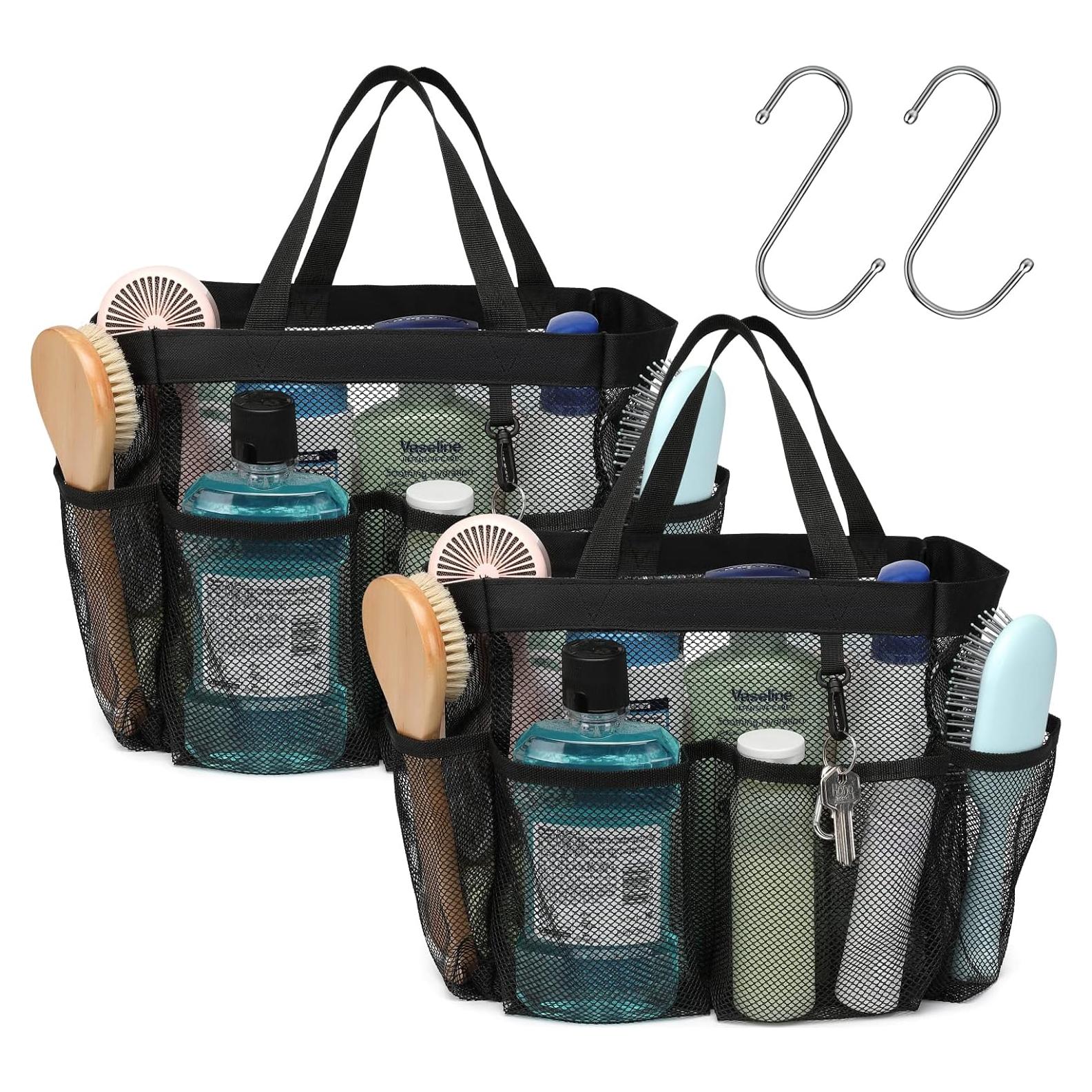 Caddy de Ducha F-color Portátil 7 Bolsillos Negro 14L