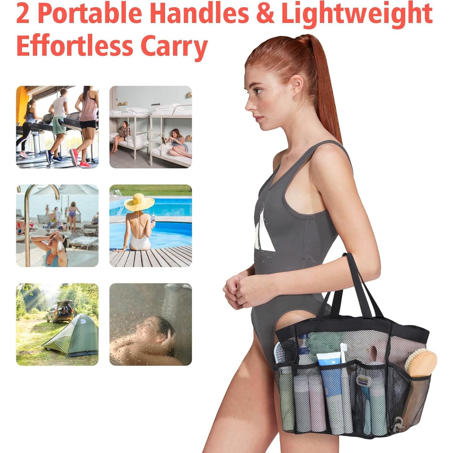 Caddy de Ducha F-color Portátil 7 Bolsillos Negro 14L