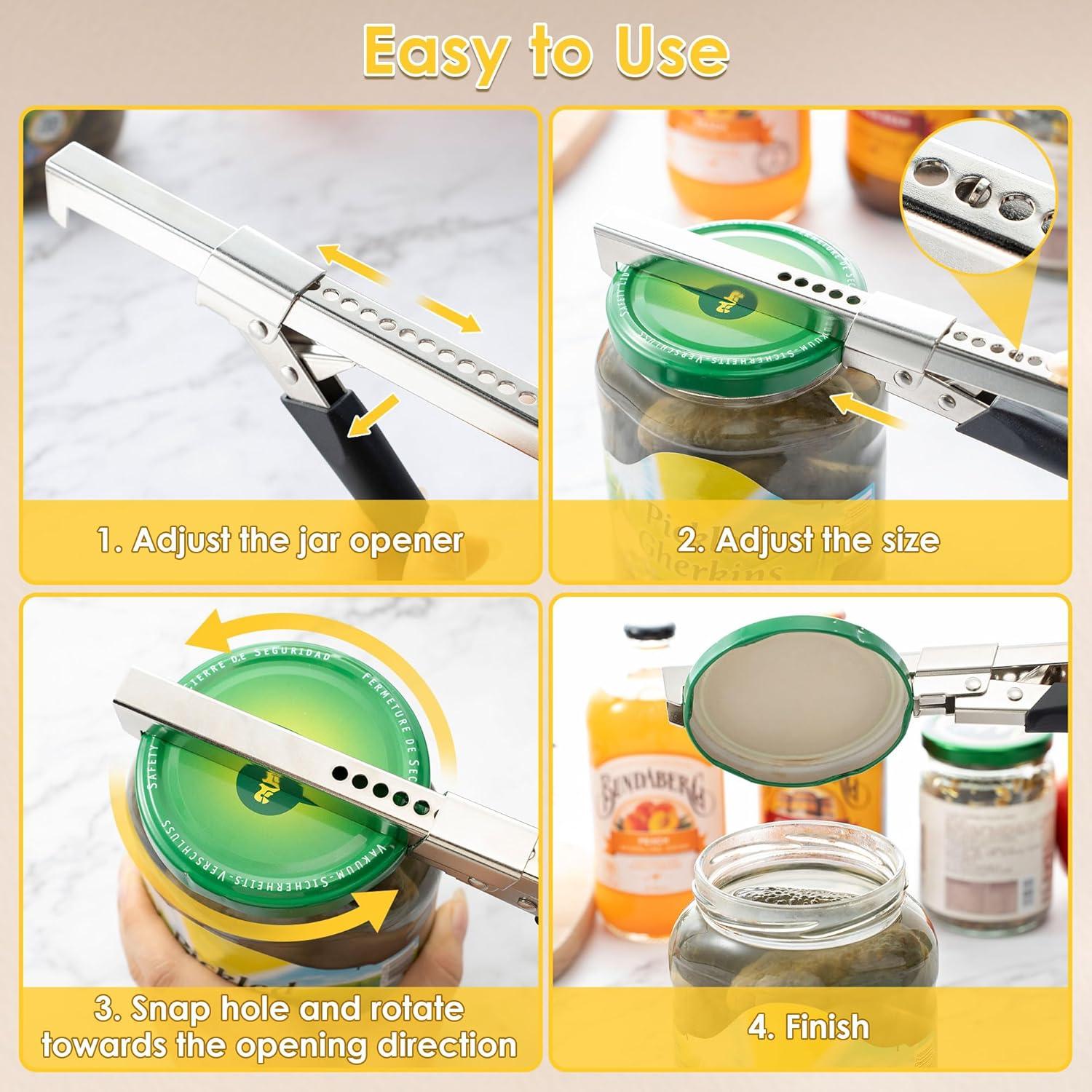 Dreyoo 2 Pack Abridores de Tarros Ajustables Acero Inoxidable