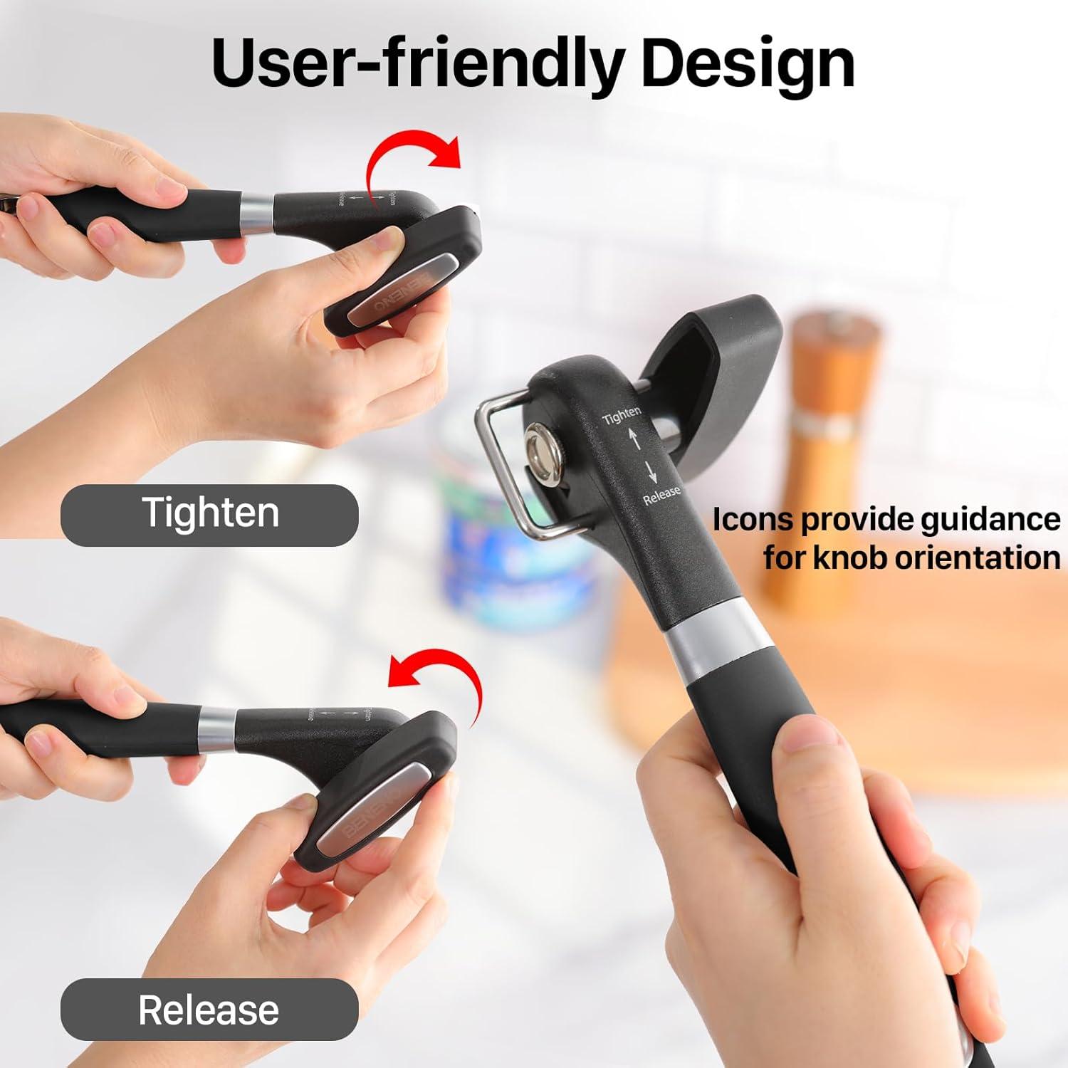 Abrelatas Manual Beneno K123 con Cuchilla de Acero Negro