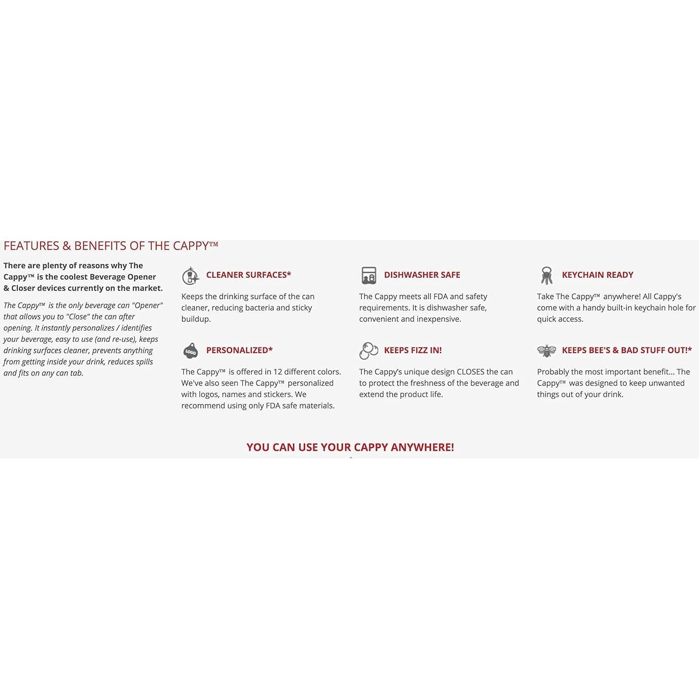 Abre y Cierra Latas Cappy - Paquete de 12 Colores