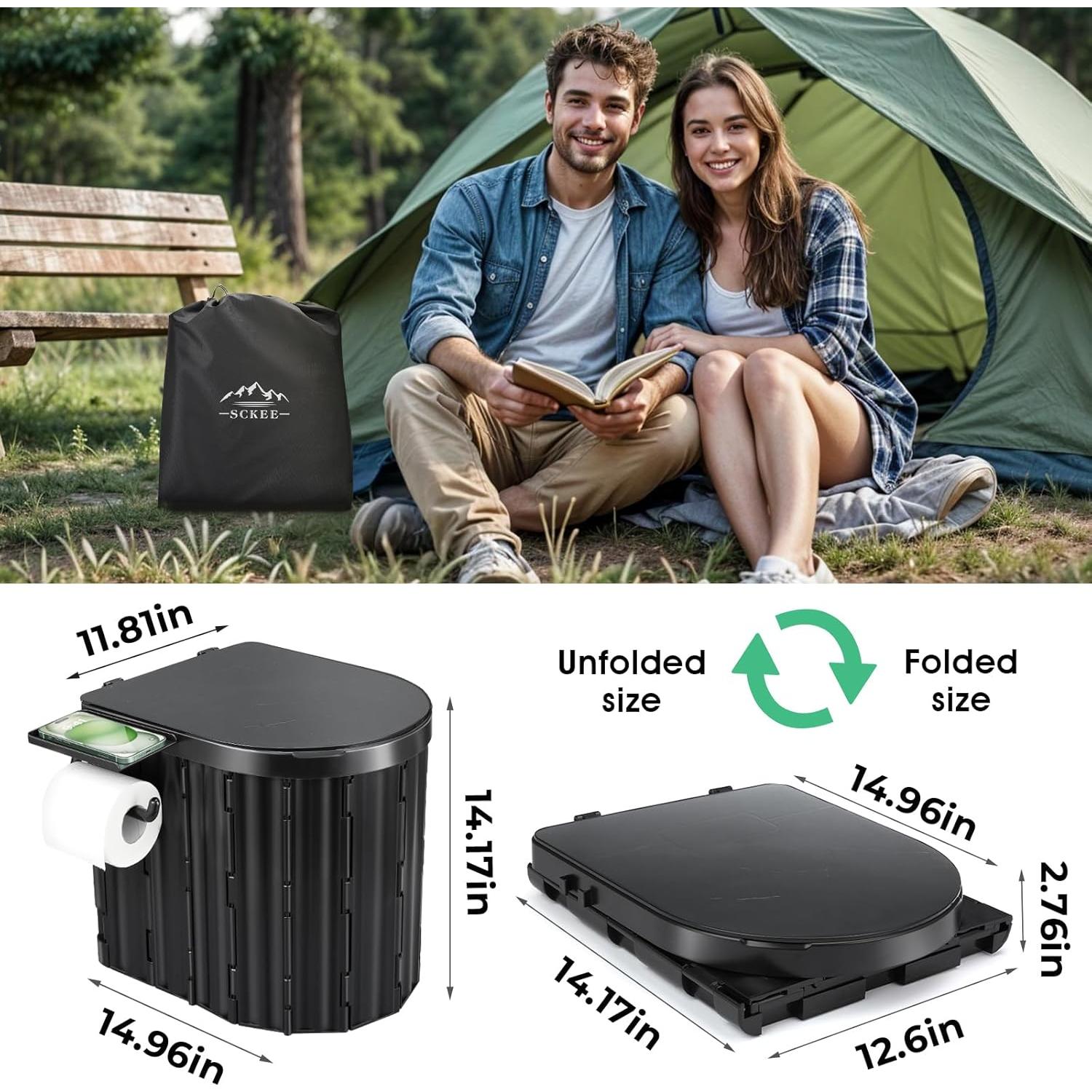 Inodoro Portátil Sckee Plegable 14" para Camping y Viajes
