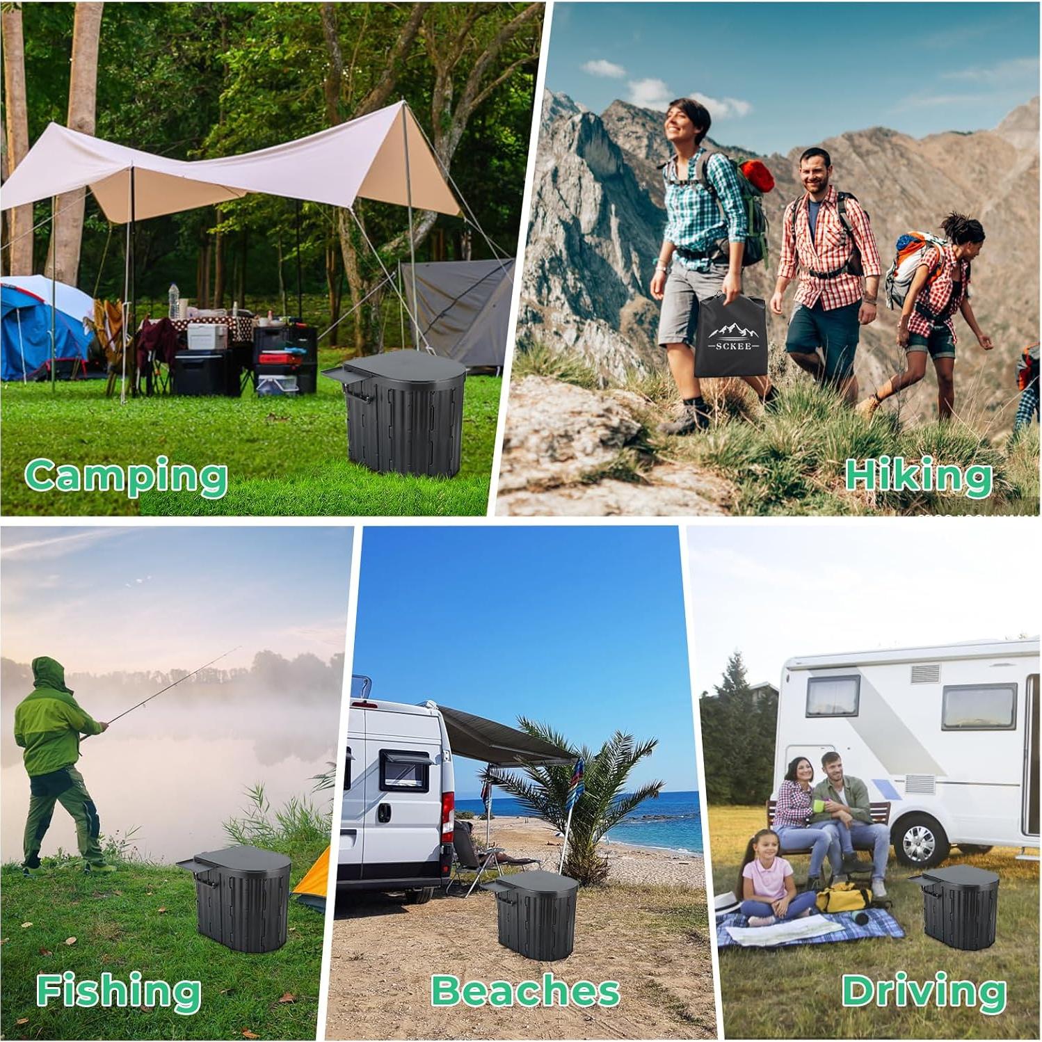 Inodoro Portátil Sckee Plegable 14" para Camping y Viajes