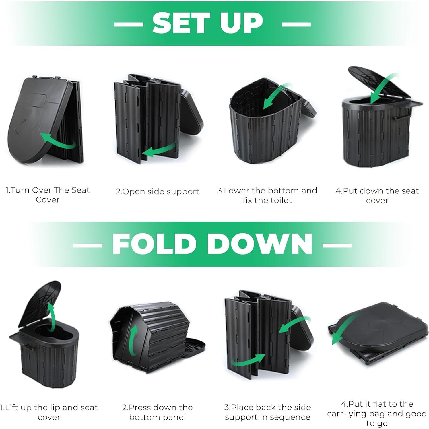 Inodoro Portátil Sckee Plegable 14" para Camping y Viajes