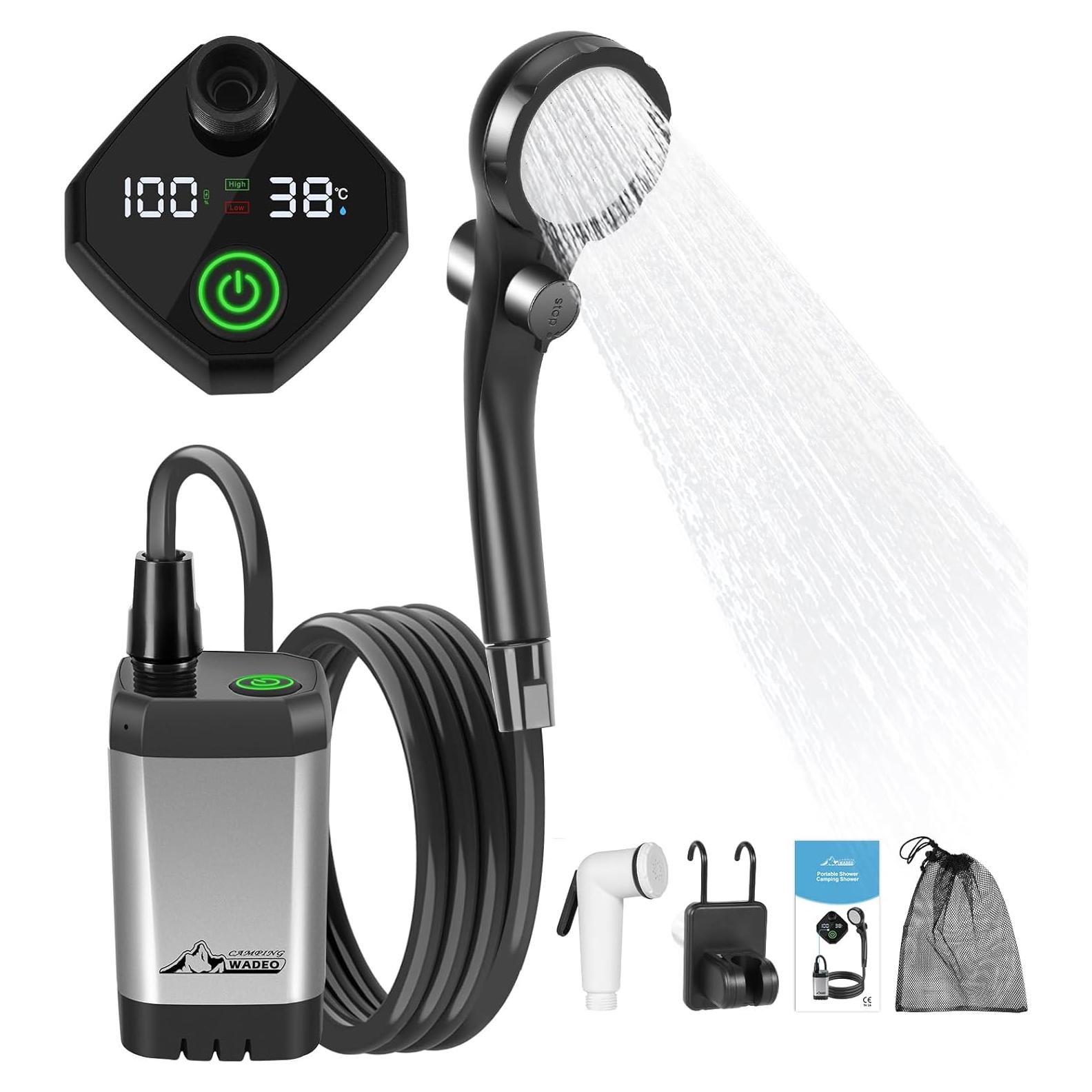 Ducha Portátil WADEO 6000mAh con Pantalla Digital y 3 Modos
