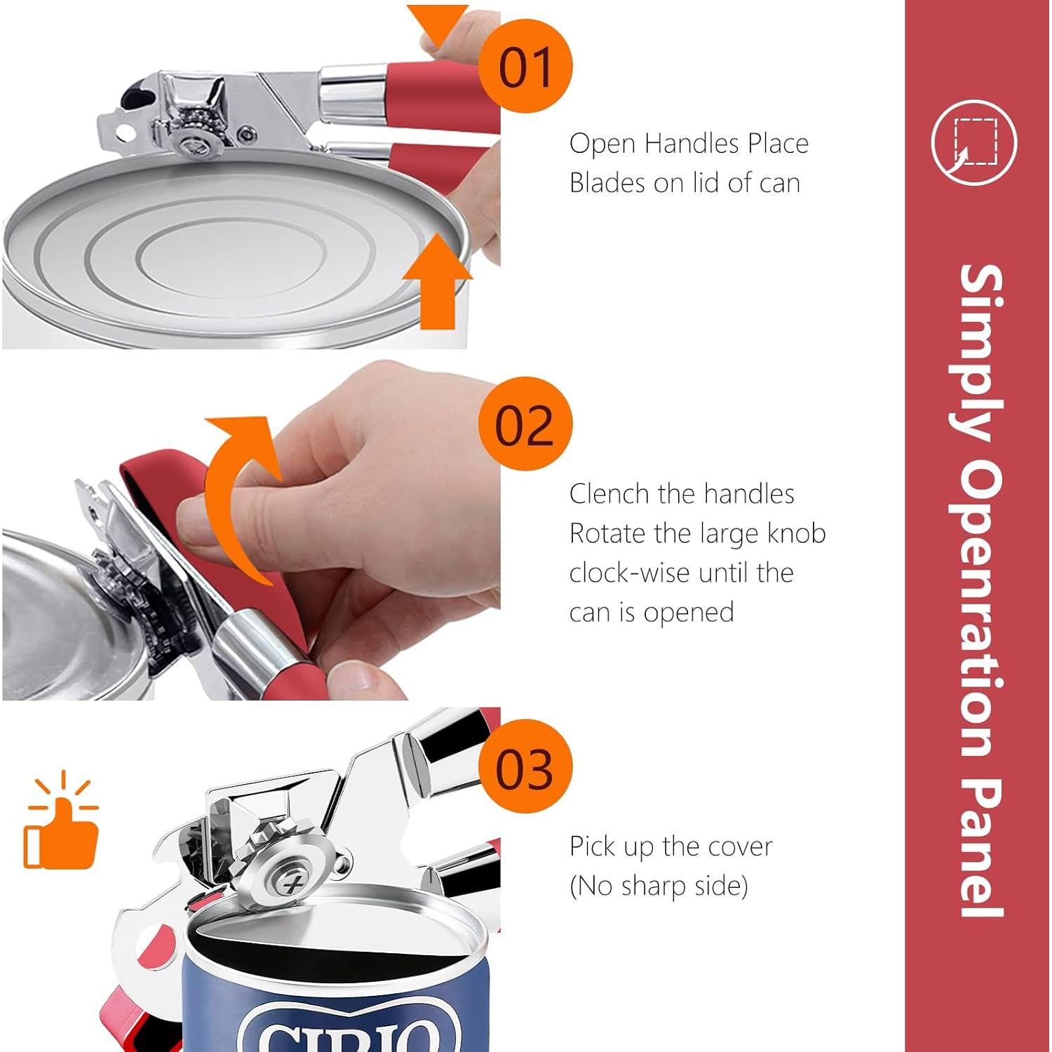 Abrelatas Manual Multifuncional OUTWAY Acero Inoxidable Rojo