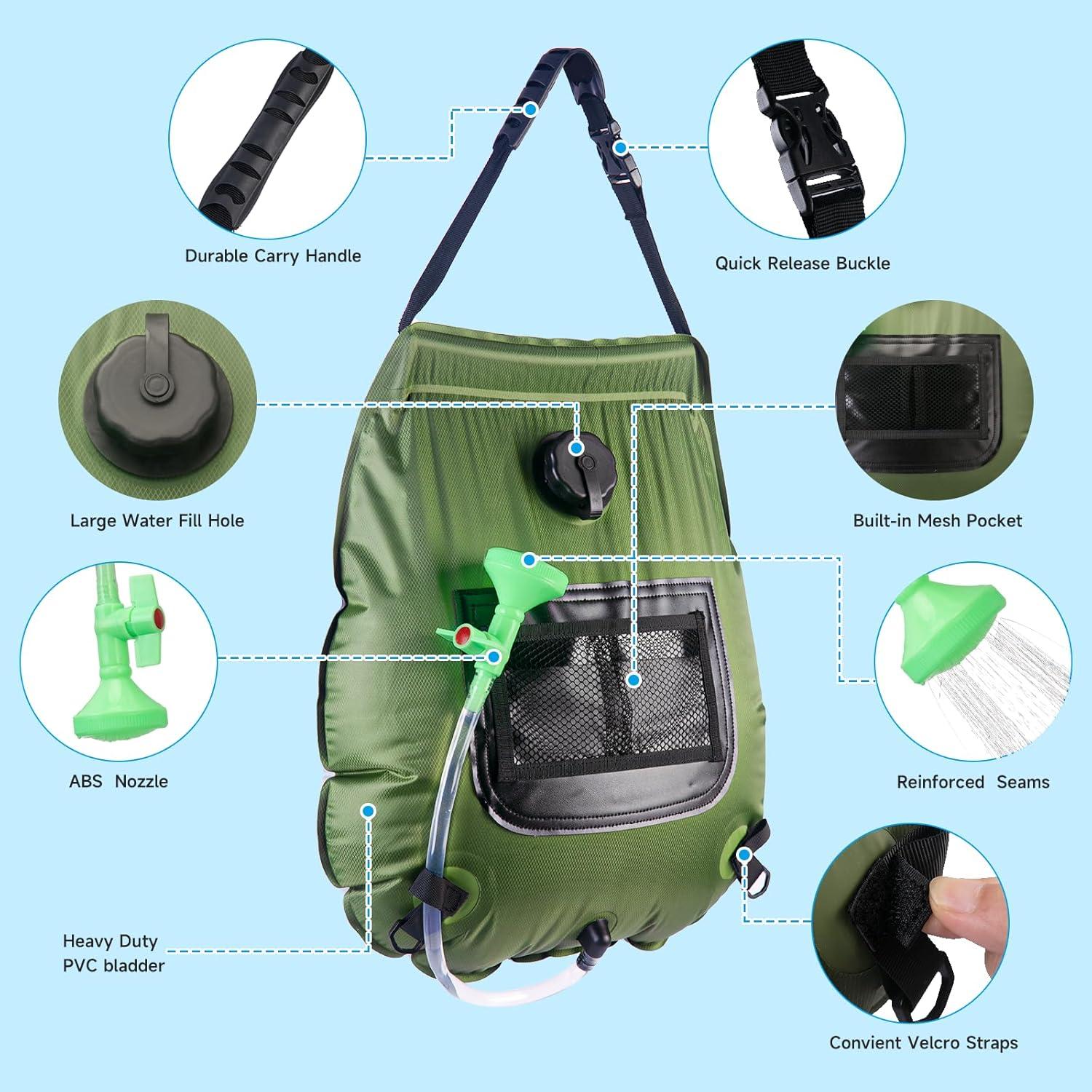 Bolsa de Ducha Solar FENSAN 20L Portátil para Camping