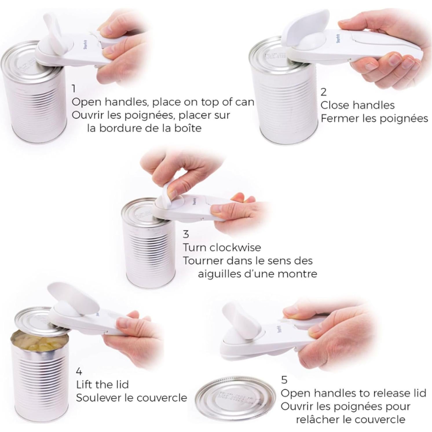 Abrelatas manual Starfrit Little Beaver - Blanco - Seguro y fácil