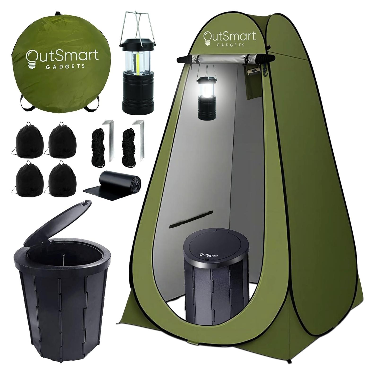 Inodoro Portátil XL Outsmart Gadgets con Carpa y Linterna