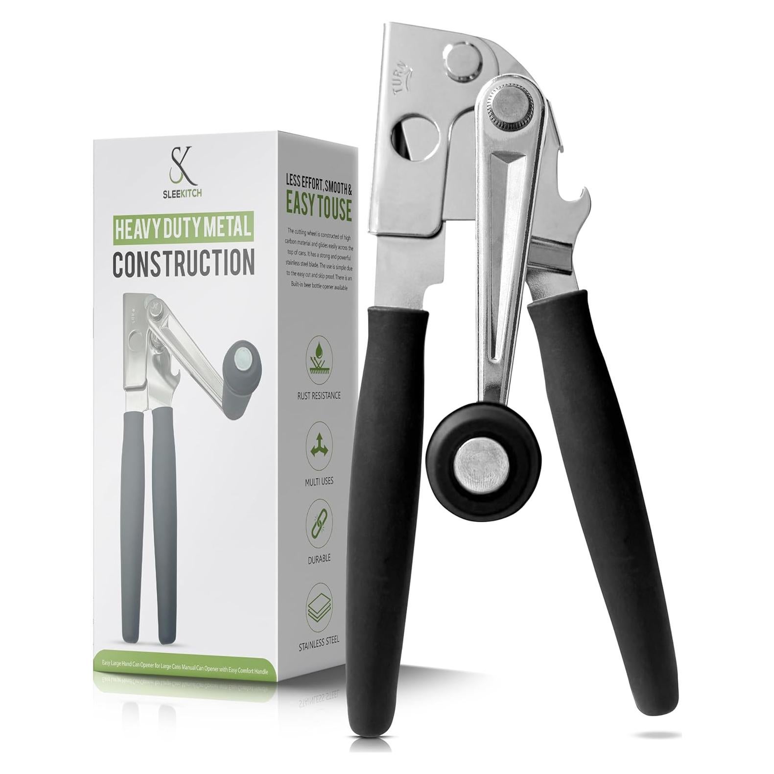 Abrelatas Manual Sleekitch Grande de Acero Inoxidable Negro