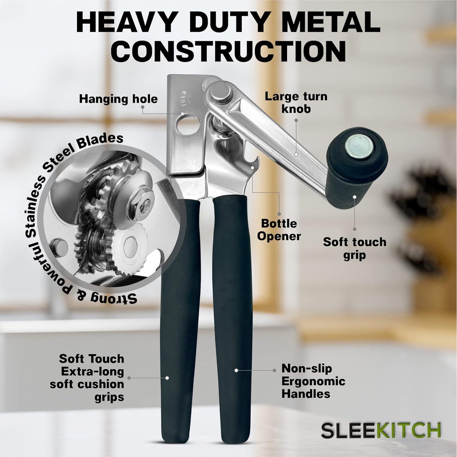 Abrelatas Manual Sleekitch Grande de Acero Inoxidable Negro