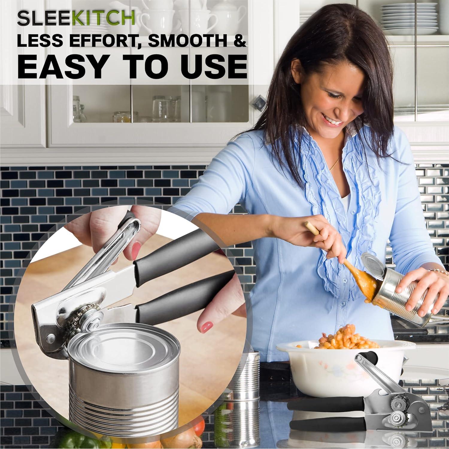 Abrelatas Manual Sleekitch Grande de Acero Inoxidable Negro