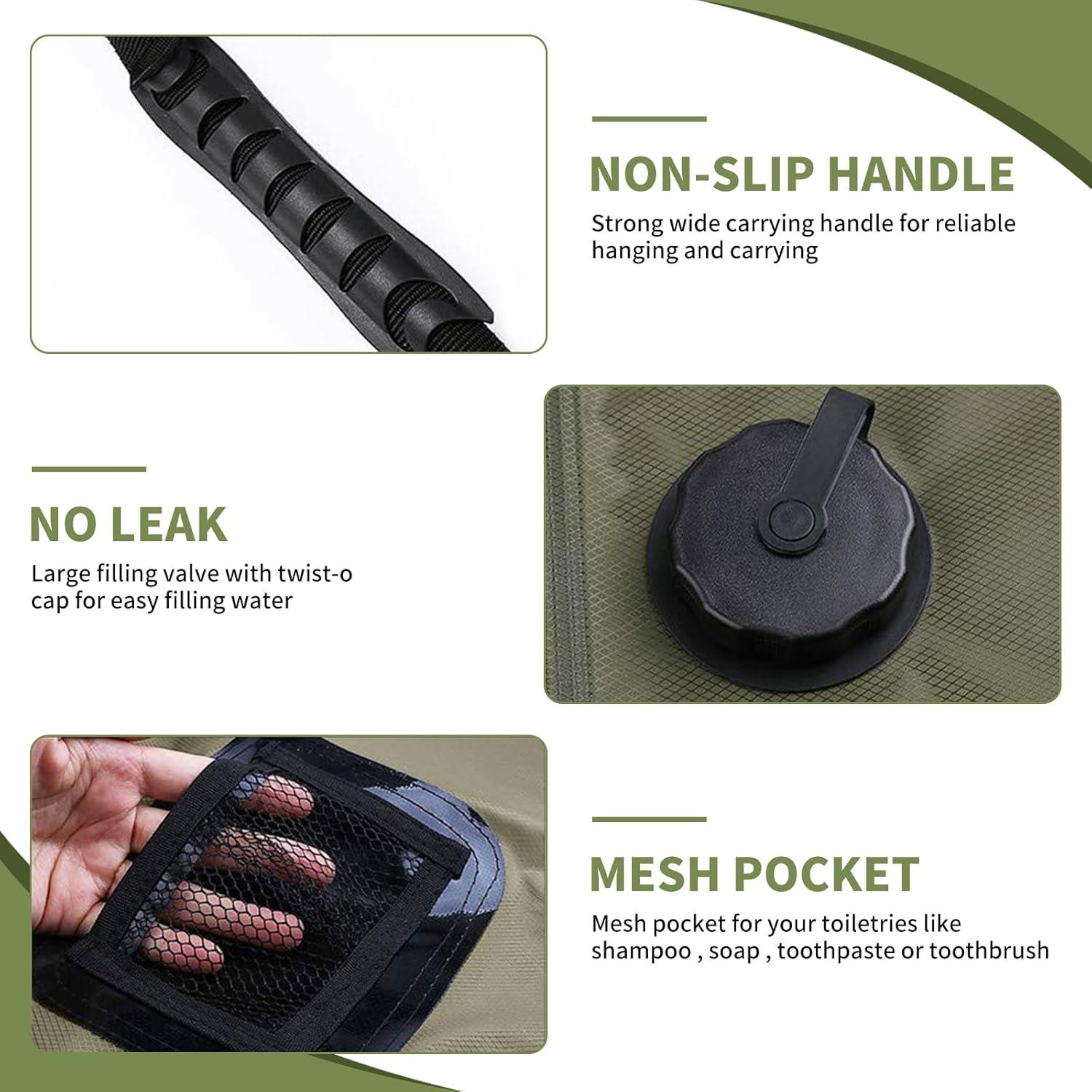 Bolsa de Ducha Solar Portátil HISFFOG 20L con Manguera