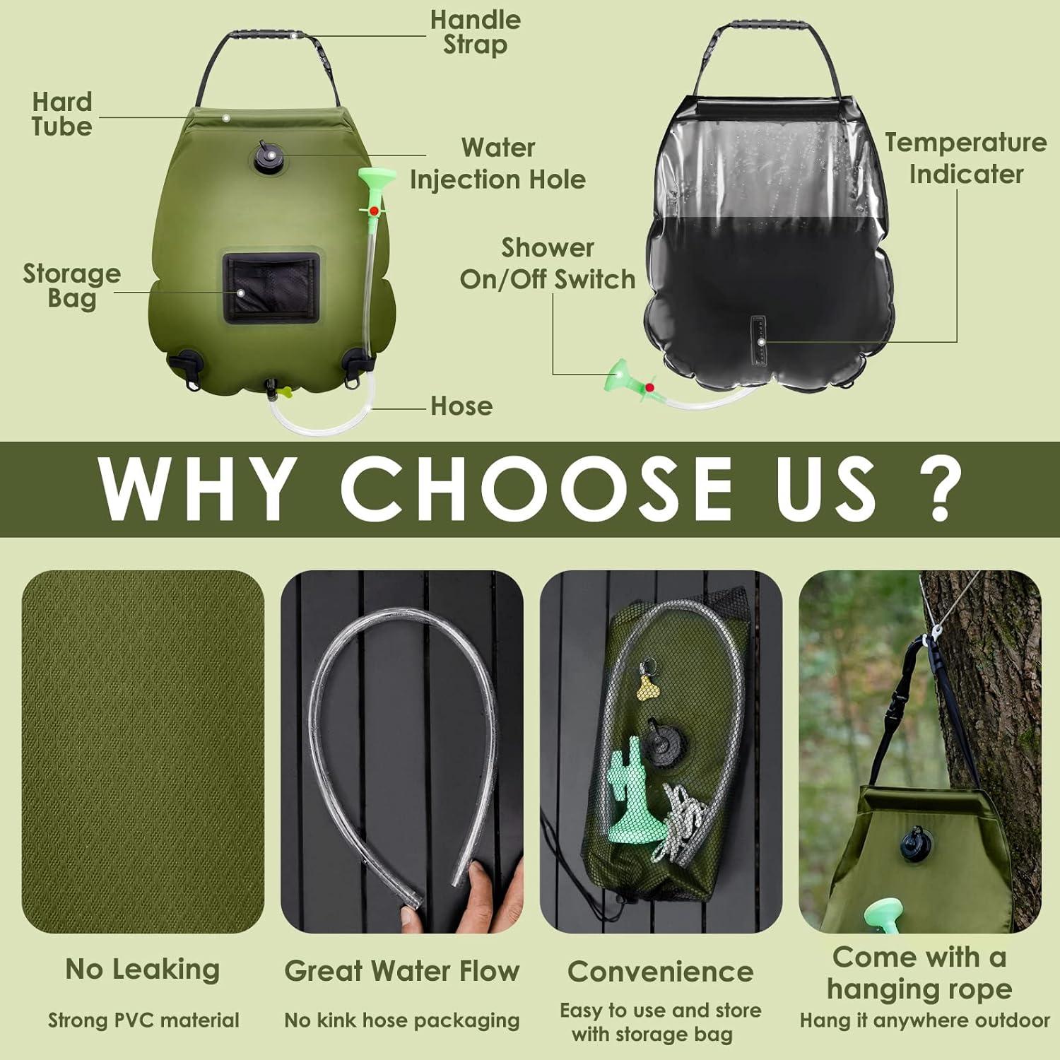 Kit de Ducha Solar FUN ESSENTIALS 5L Plegable y Privacidad