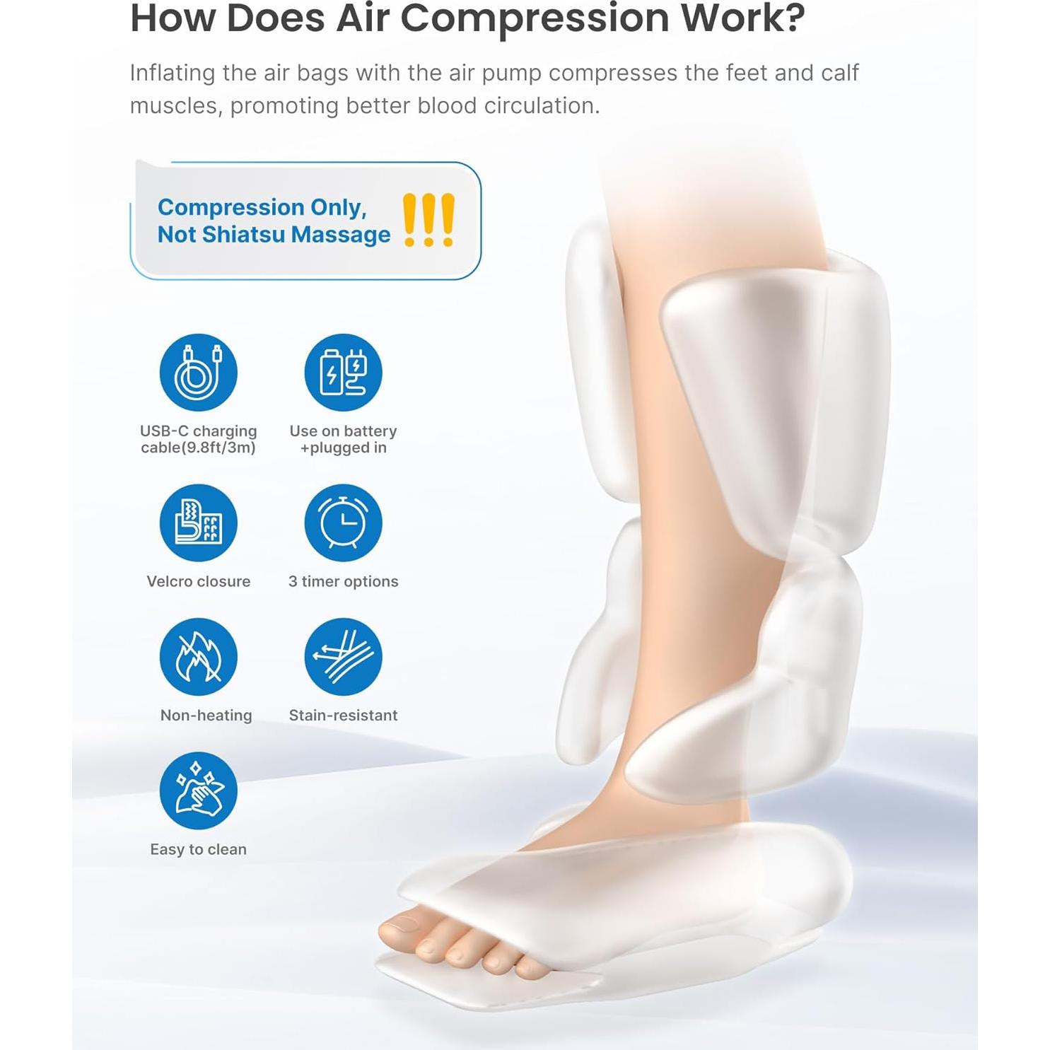 Masajeador de Piernas RENPHO YY-A02-B con Compresión de Aire
