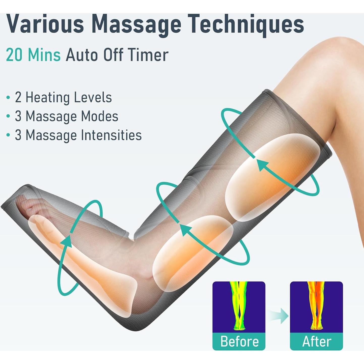 Masajeador de Piernas QUINEAR con Calor y Compresión de Aire