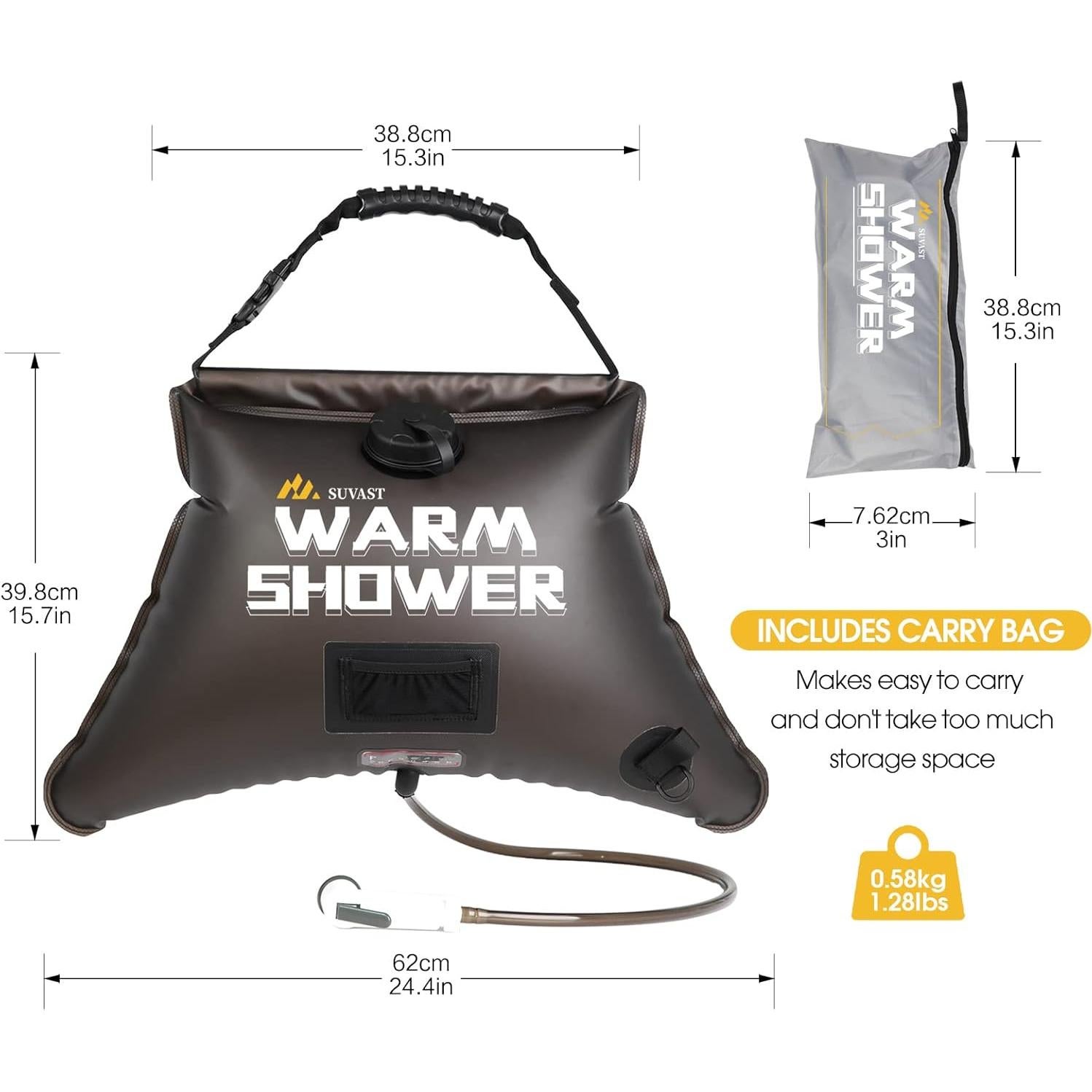 Ducha Solar SUVAST 15L Portátil para Camping - Resistente