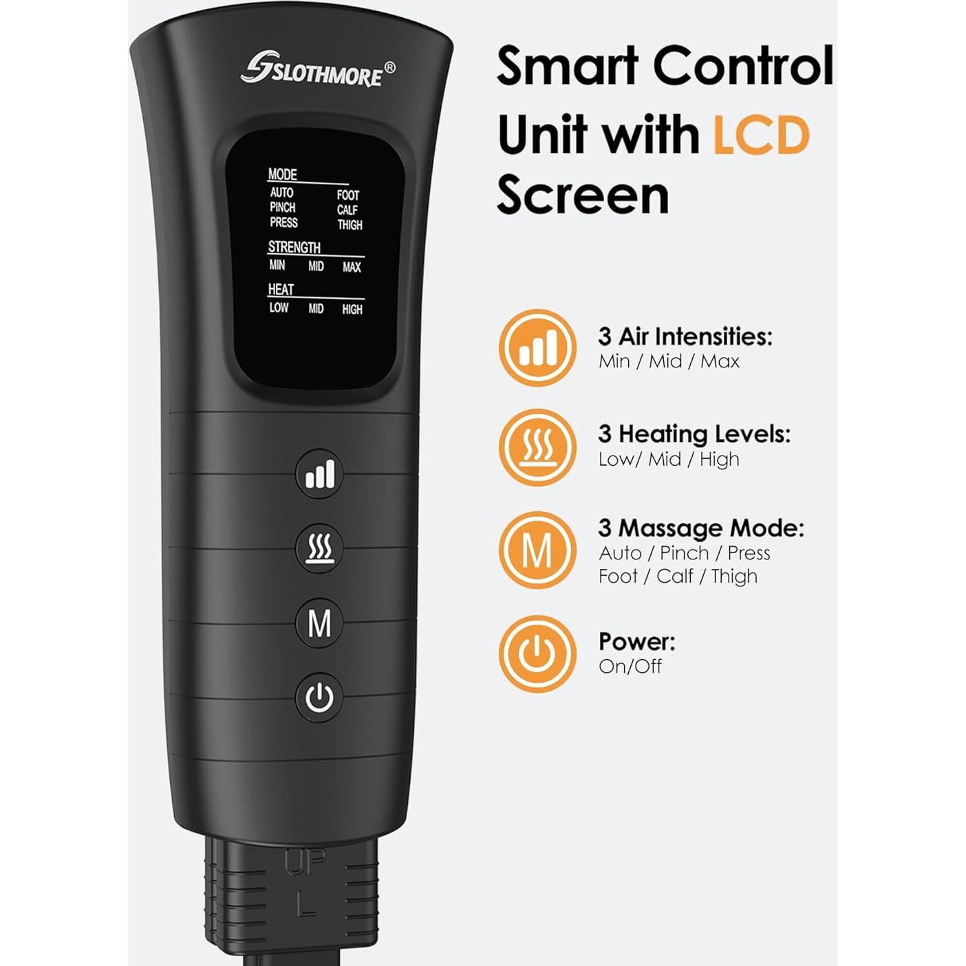 Masajeador de Piernas SLOTHMORE con Calor y Compresión 3 Niveles
