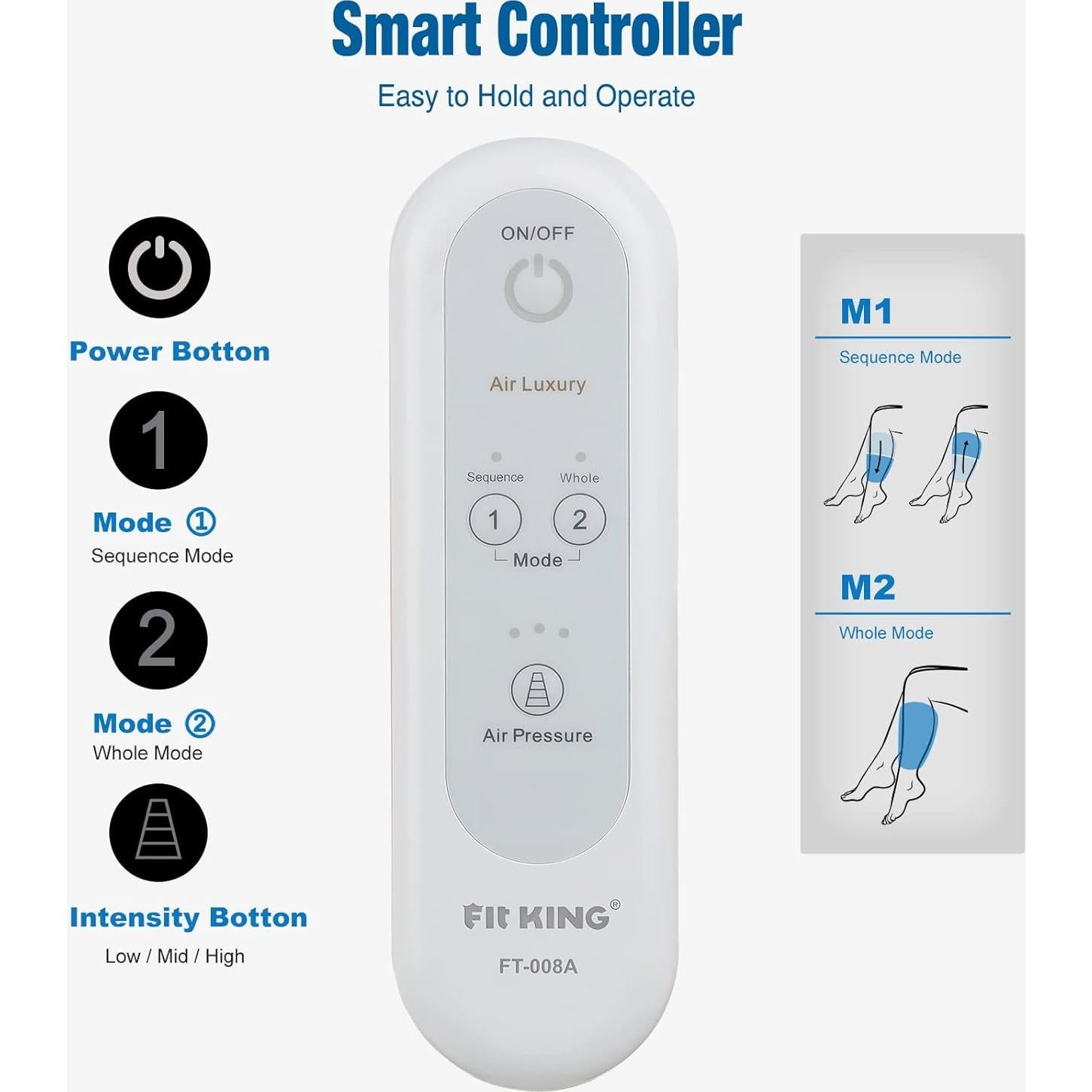 FIT KING Calf Massager for Circulation and Muscle Recovery, Air Compression Device for Calves, Relives Muscle Soreness and Swelling Pain, Helpful for Edema and RLS