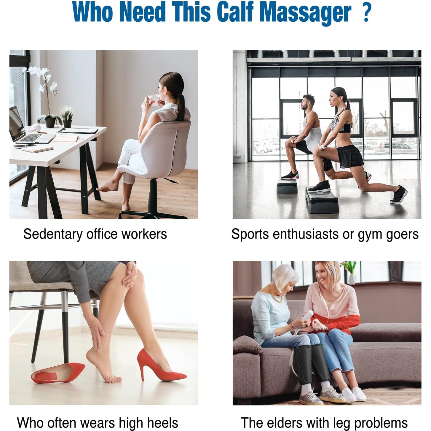 FIT KING Calf Massager for Circulation and Muscle Recovery, Air Compression Device for Calves, Relives Muscle Soreness and Swelling Pain, Helpful for Edema and RLS