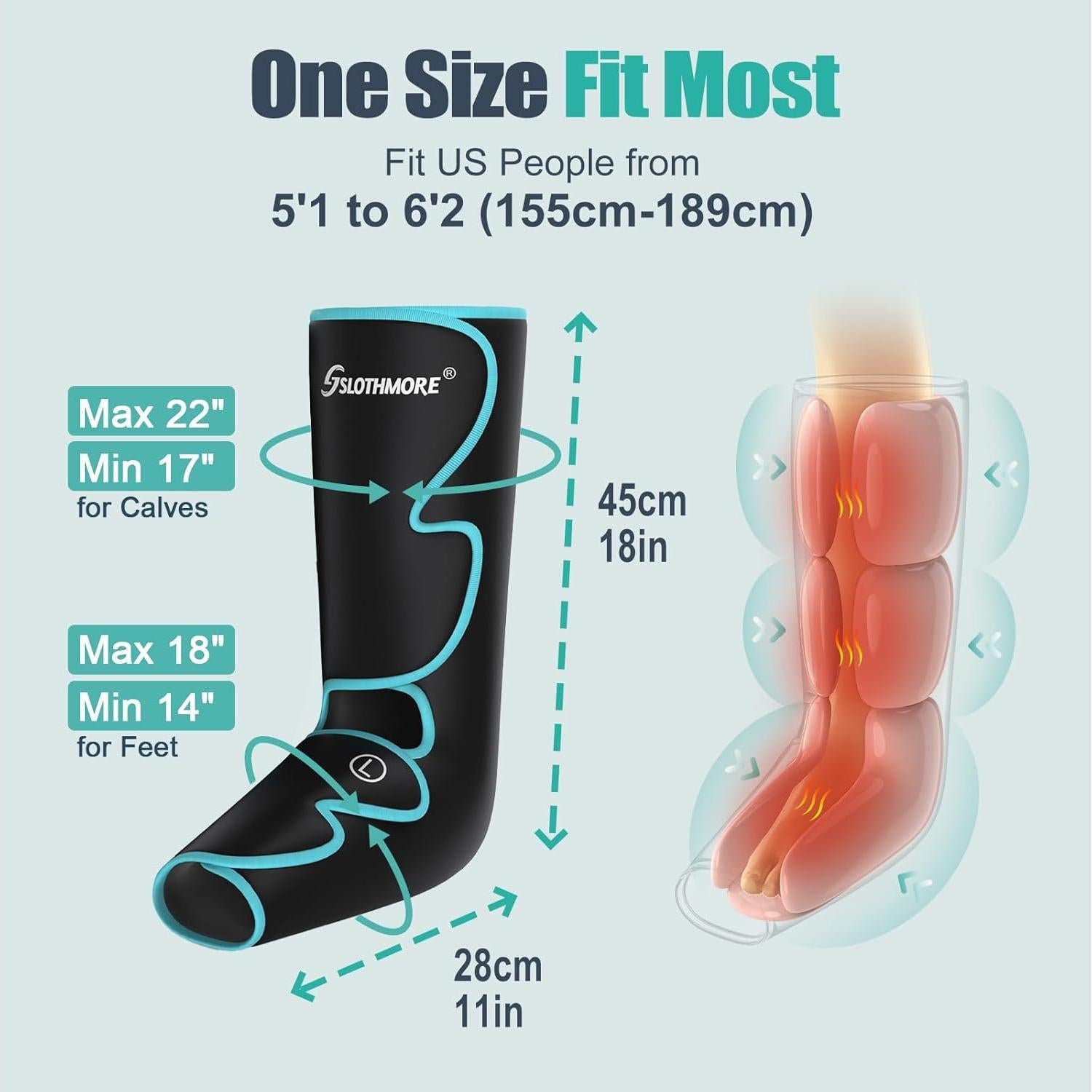 Masajeador de Piernas Slothmore con Calor y Compresión 6 Modos
