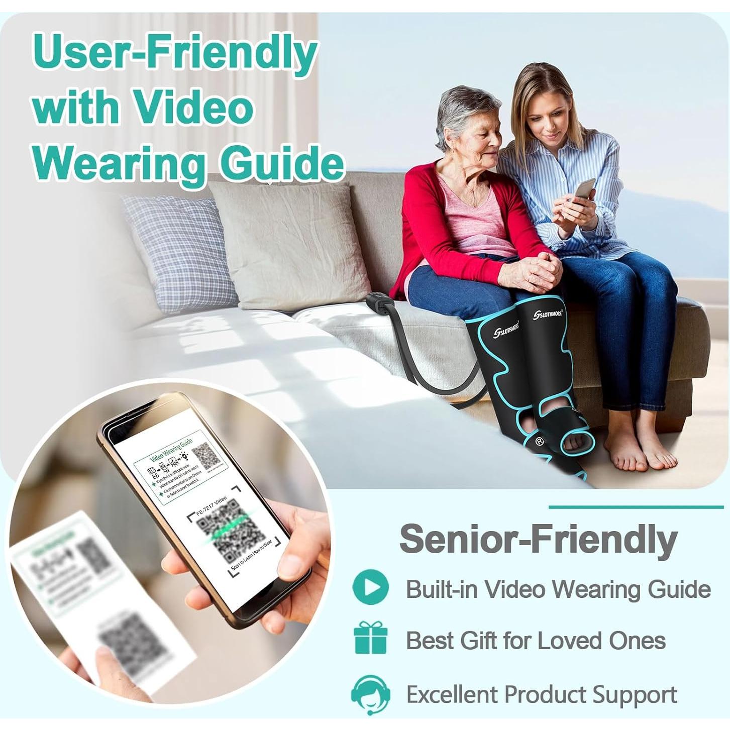 Masajeador de Piernas Slothmore con Calor y Compresión 6 Modos