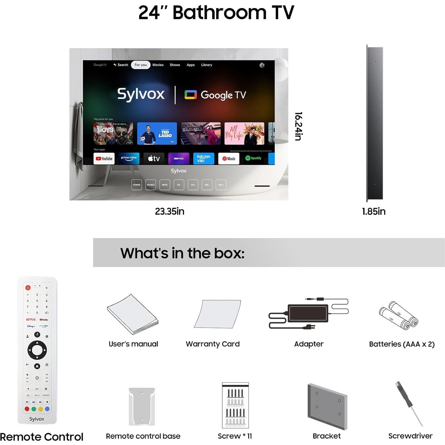 Televisor Espejo SYLVOX 24" 1080P Impermeable para Baño