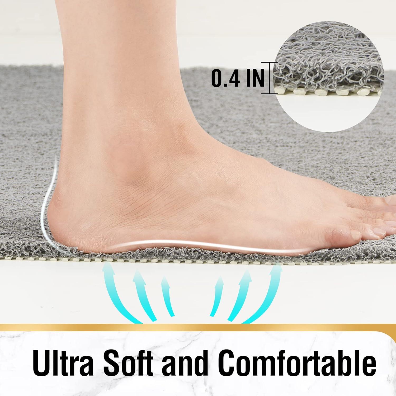 HITSLAM Alfombrilla de Baño Antideslizante 101,6 x 40,6 cm Gris