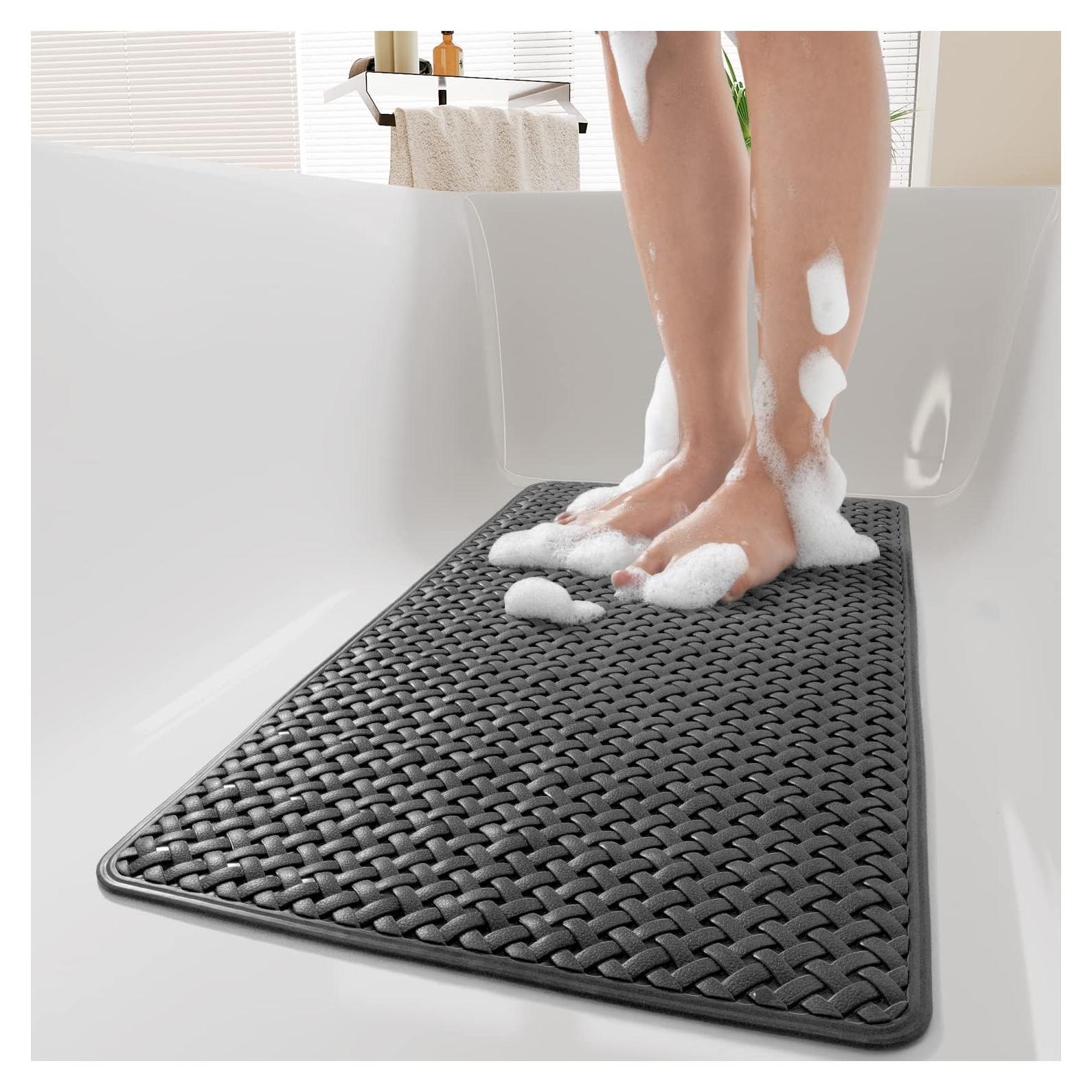 Alfombrilla Antideslizante PADOOR 70x35 cm Negra para Baño
