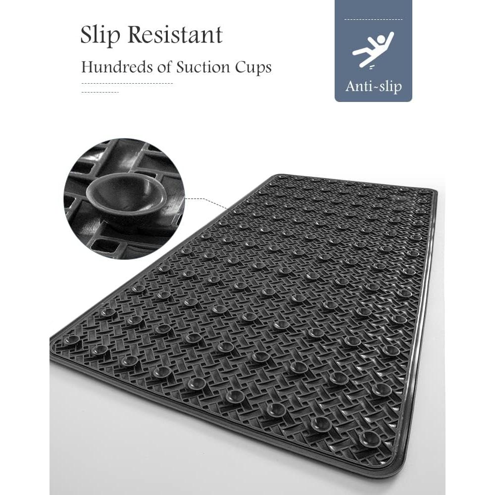 Alfombrilla Antideslizante PADOOR 70x35 cm Negra para Baño