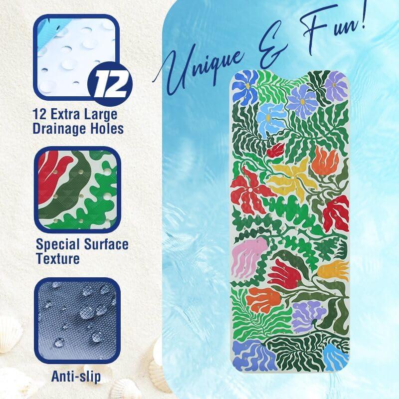 Alfombrilla de Baño Antideslizante Denifeiya 40x16 cm Floral