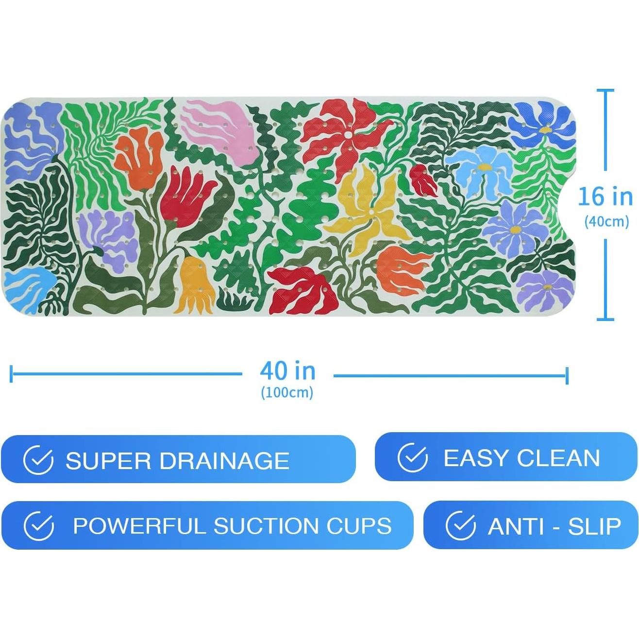 Alfombrilla de Baño Antideslizante Denifeiya 40x16 cm Floral