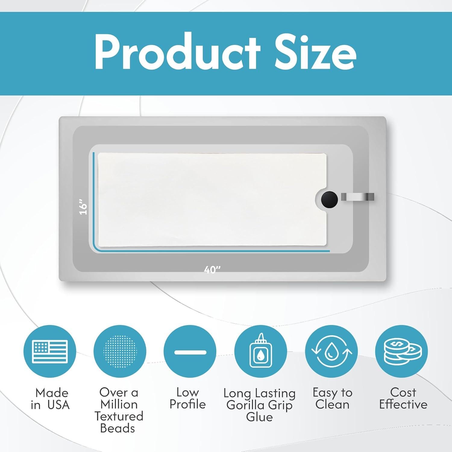 Alfombra de Baño Antideslizante OTTC 40x102 cm Vinilo Blanco