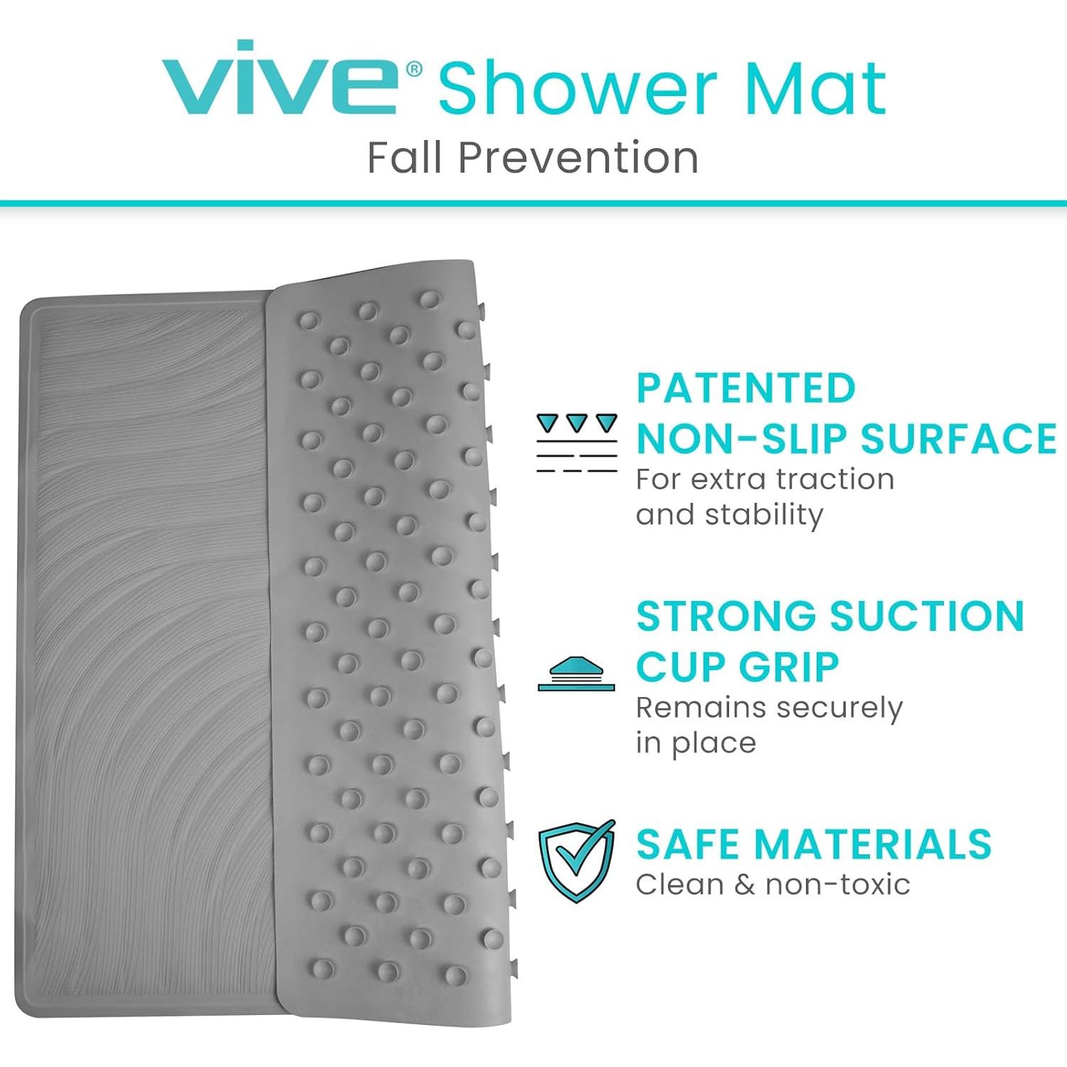 Alfombrilla de Ducha Vive Antideslizante 55,88 cm Goma Gris