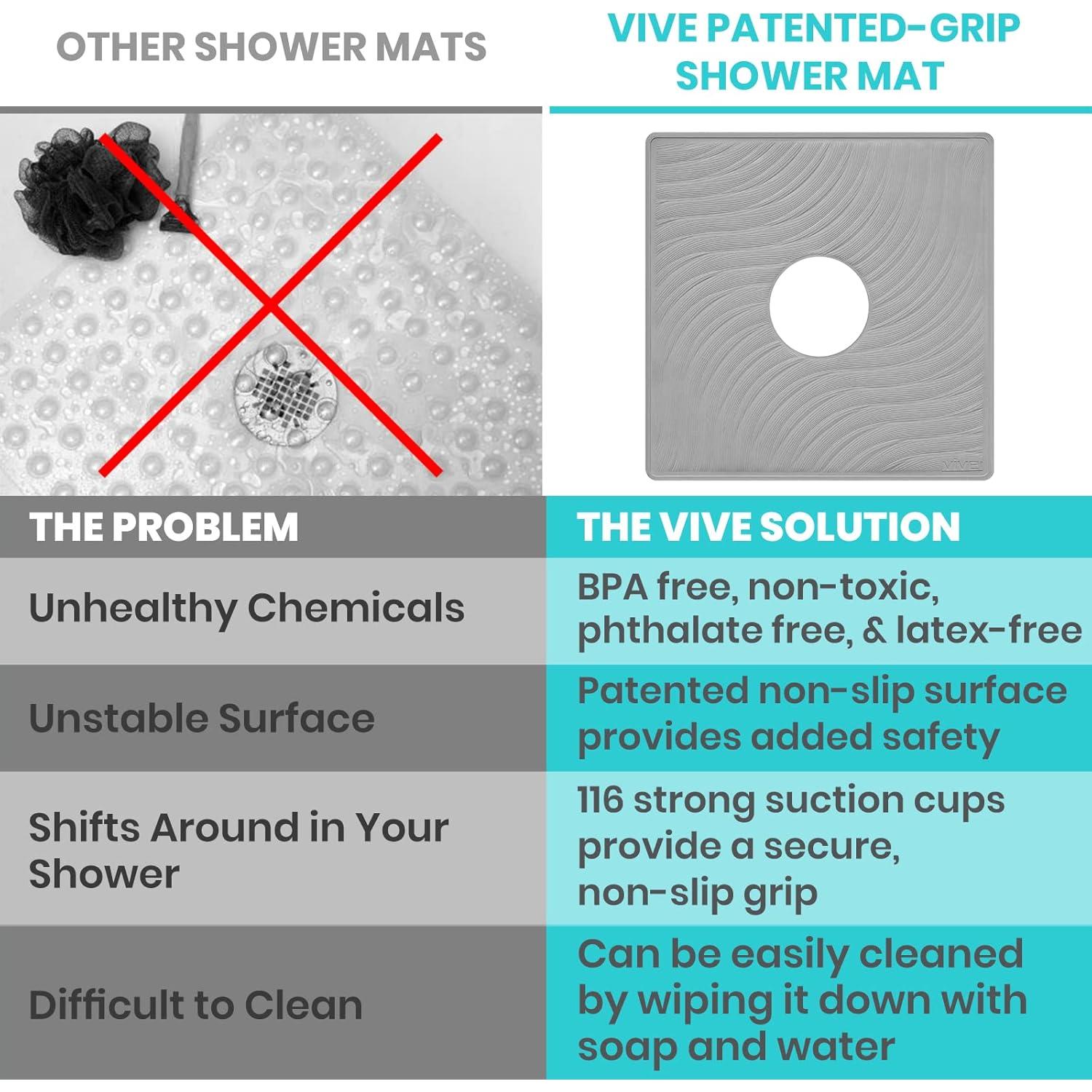 Alfombrilla de Ducha Vive Antideslizante 55,88 cm Goma Gris