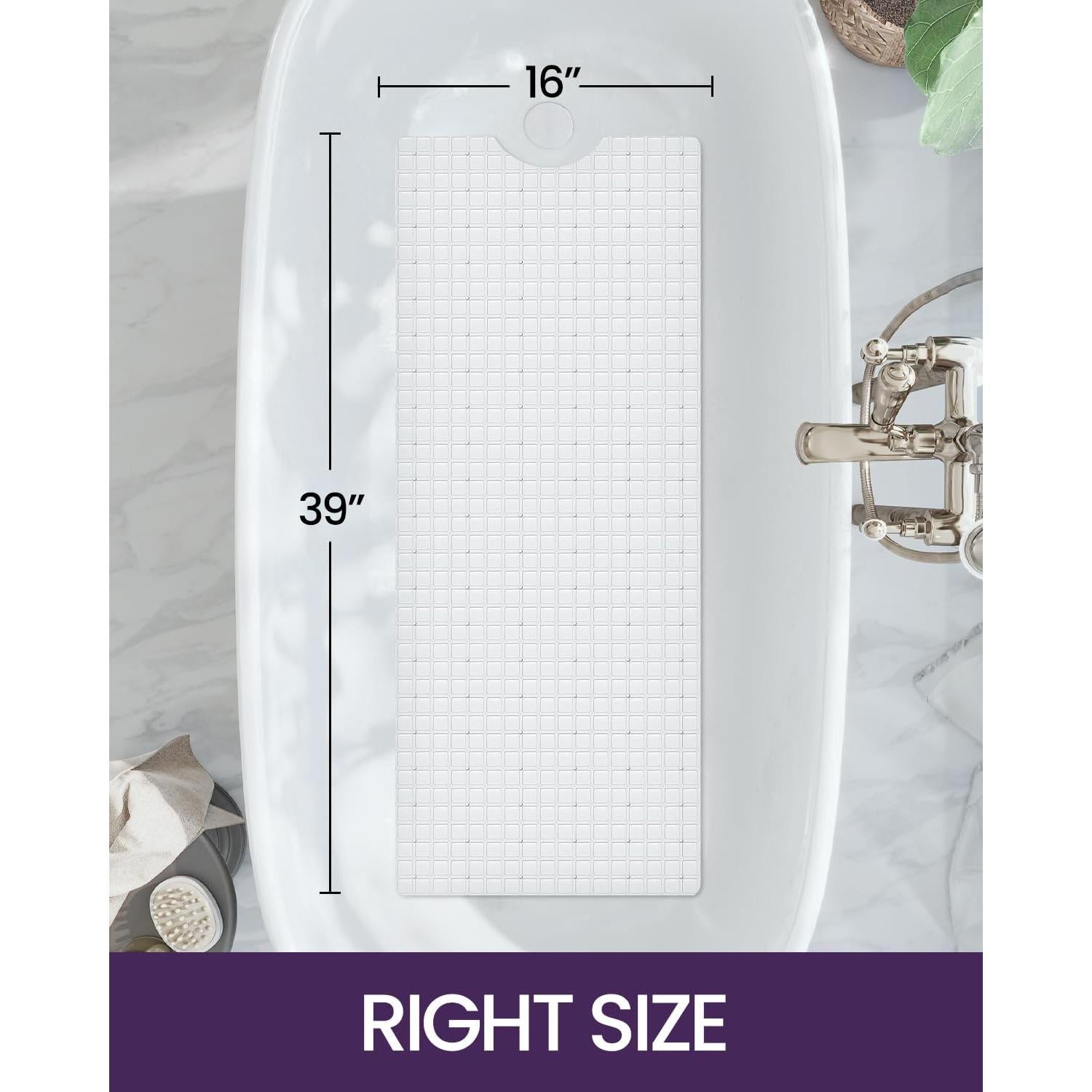 Alfombrilla de Baño Antideslizante DEXI 100x40 cm Blanca