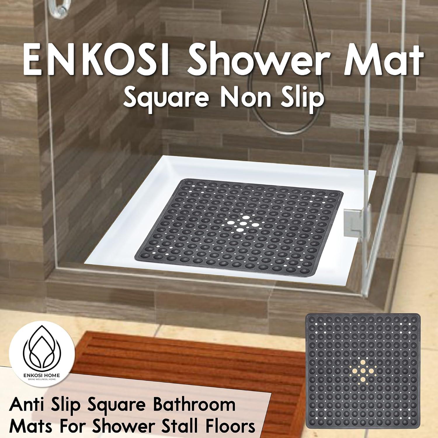 Alfombrilla de Ducha Antideslizante ENKOSI 53x53 cm Verde Claro