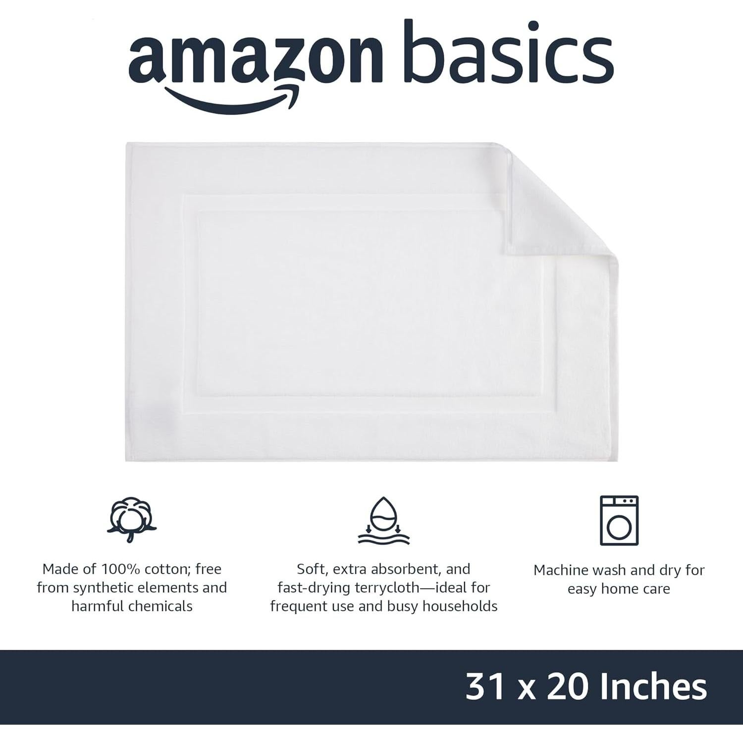 Alfombrilla de baño Amazon Basics 50,8x78,7cm Algodón Blanco