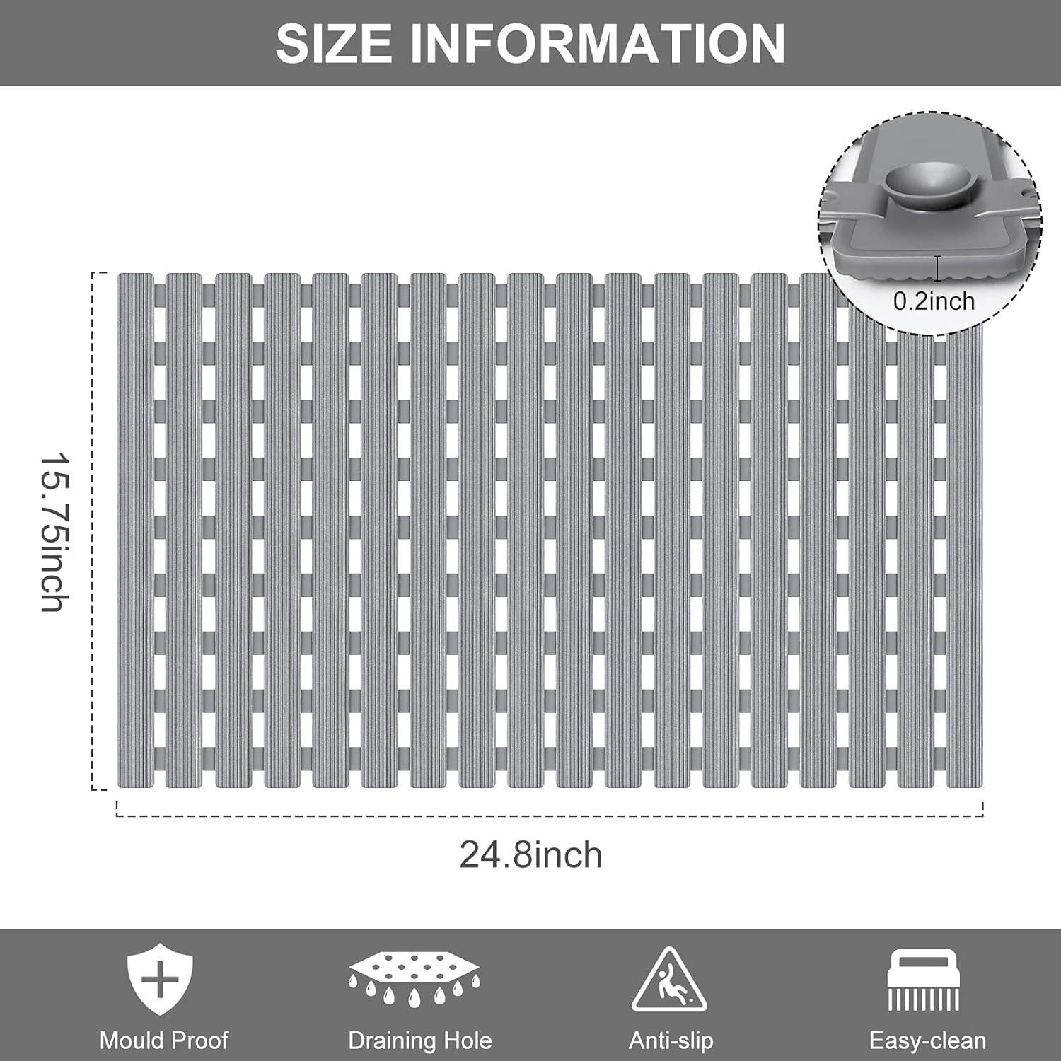 Yolife Alfombrilla de Baño Antideslizante 63 x 40 cm Gris