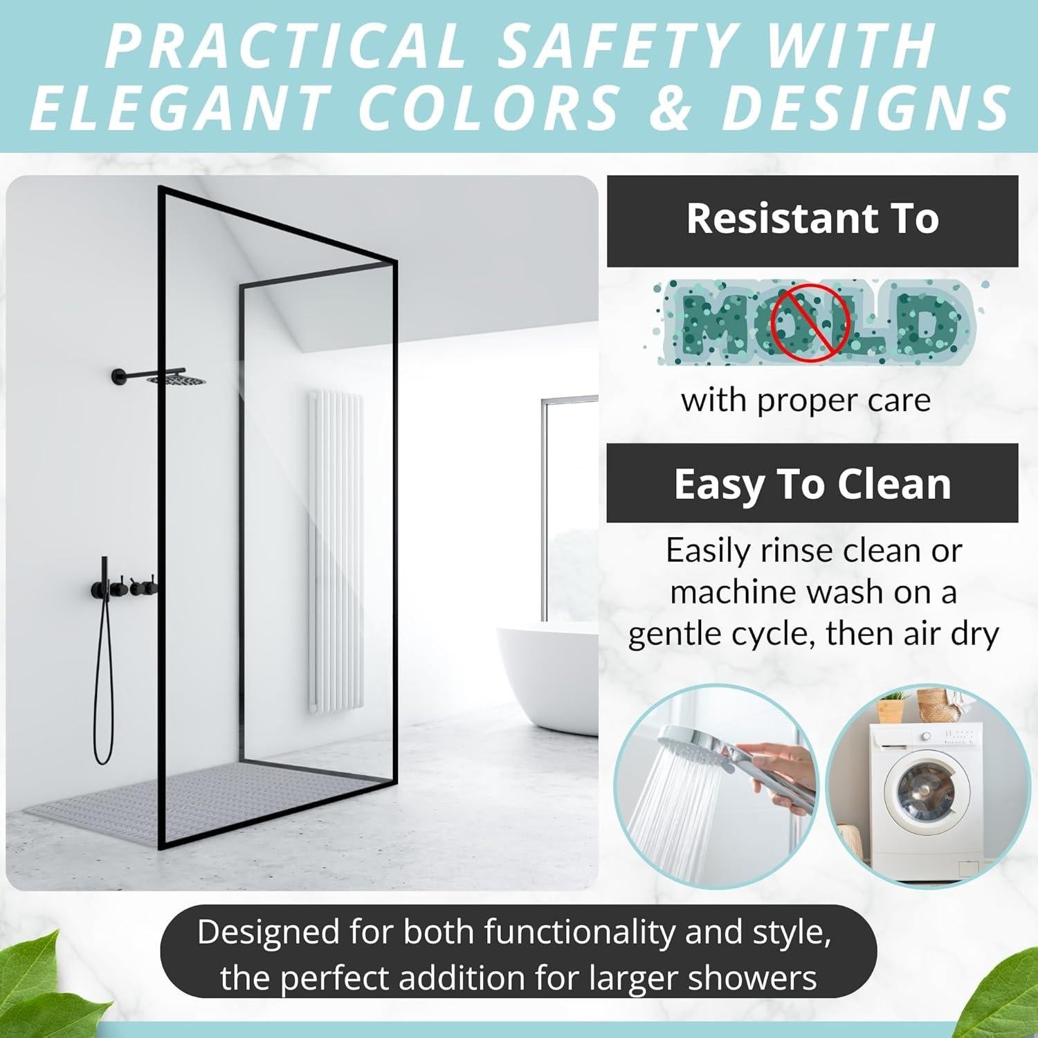 Tapete de Ducha Antideslizante ENKOSI 119x81 cm Gris