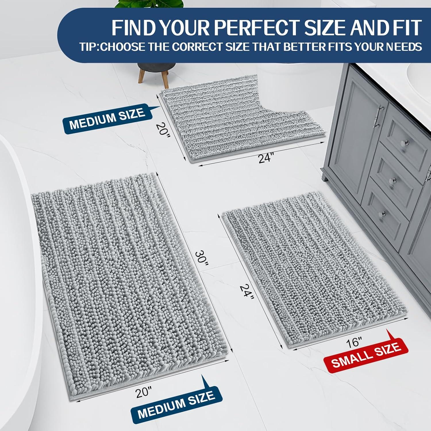 Alfombra de baño Arotive Chenille 76x50 cm gris claro