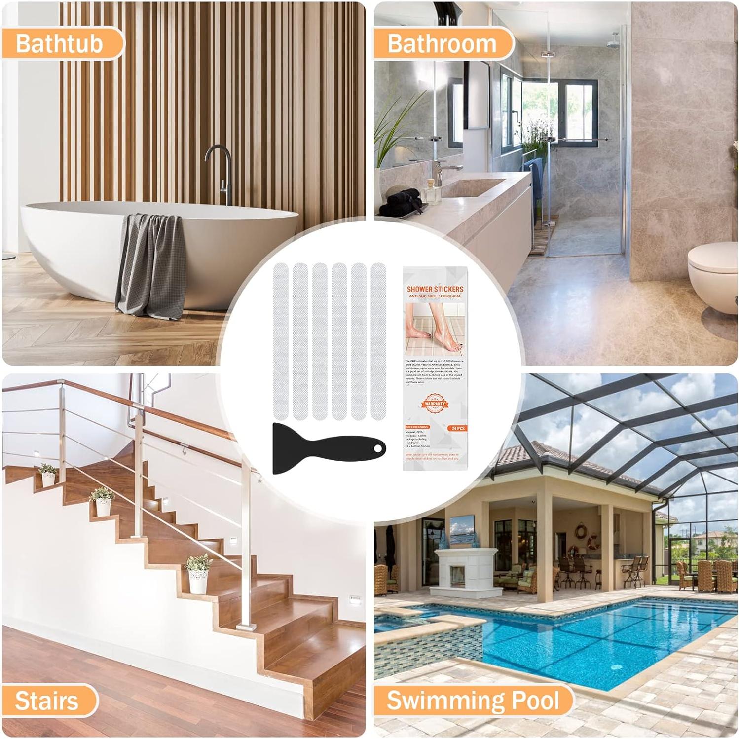 Pegatinas Antideslizantes Nodirz 24 PCS para Baño y Ducha