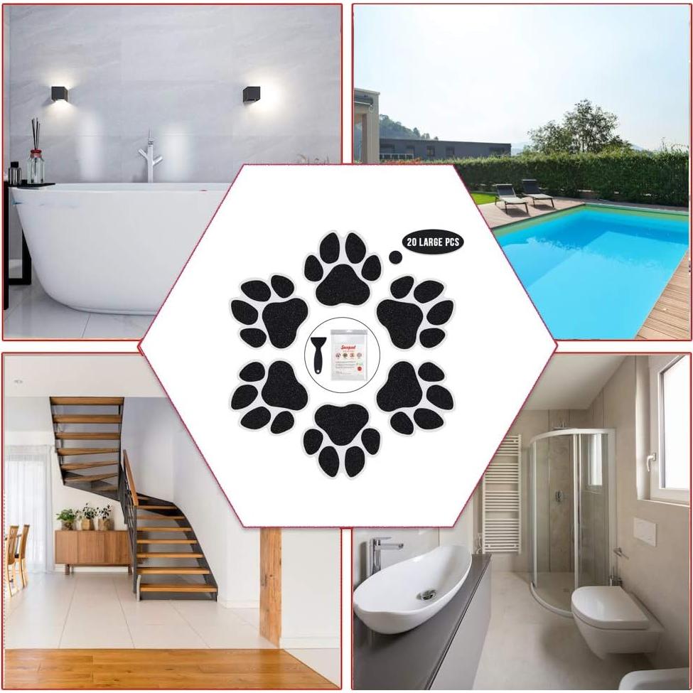 Pegatinas Antideslizantes Secopad 20 PCS para Baño Negro