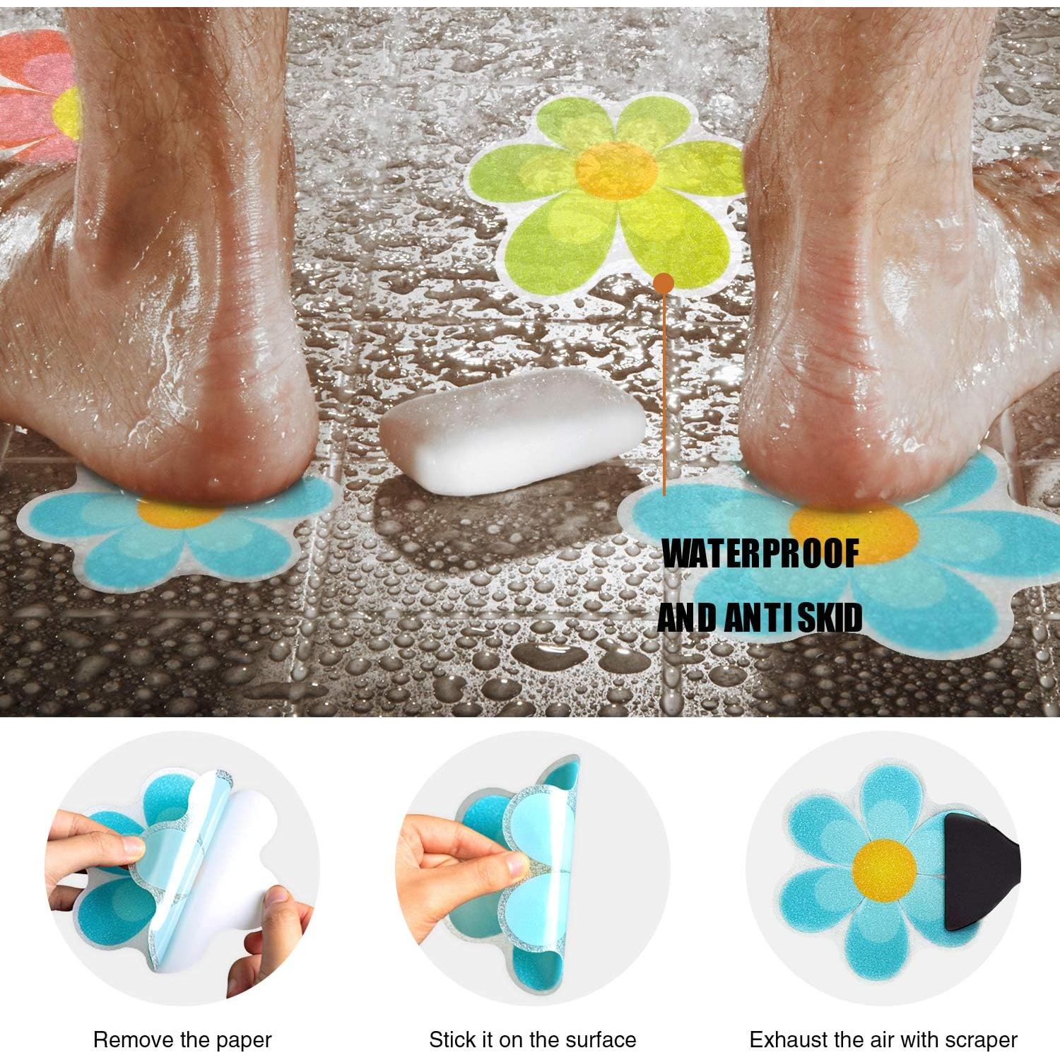 20 Pegatinas Antideslizantes Secopad Flores Brillantes