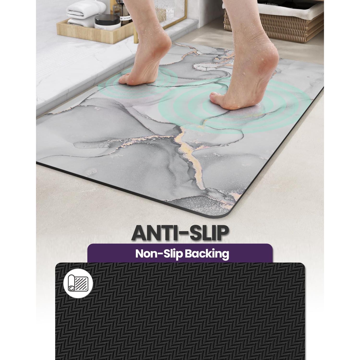 Alfombra de baño DEXI antideslizante 43x17 cm gris claro