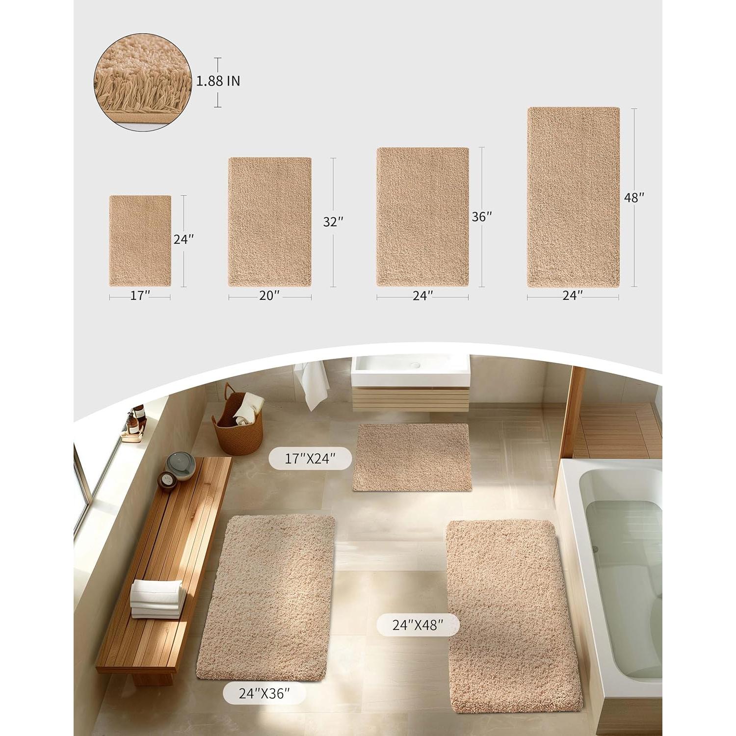 Alfombra de baño Disolla 17x24 antideslizante beige suave